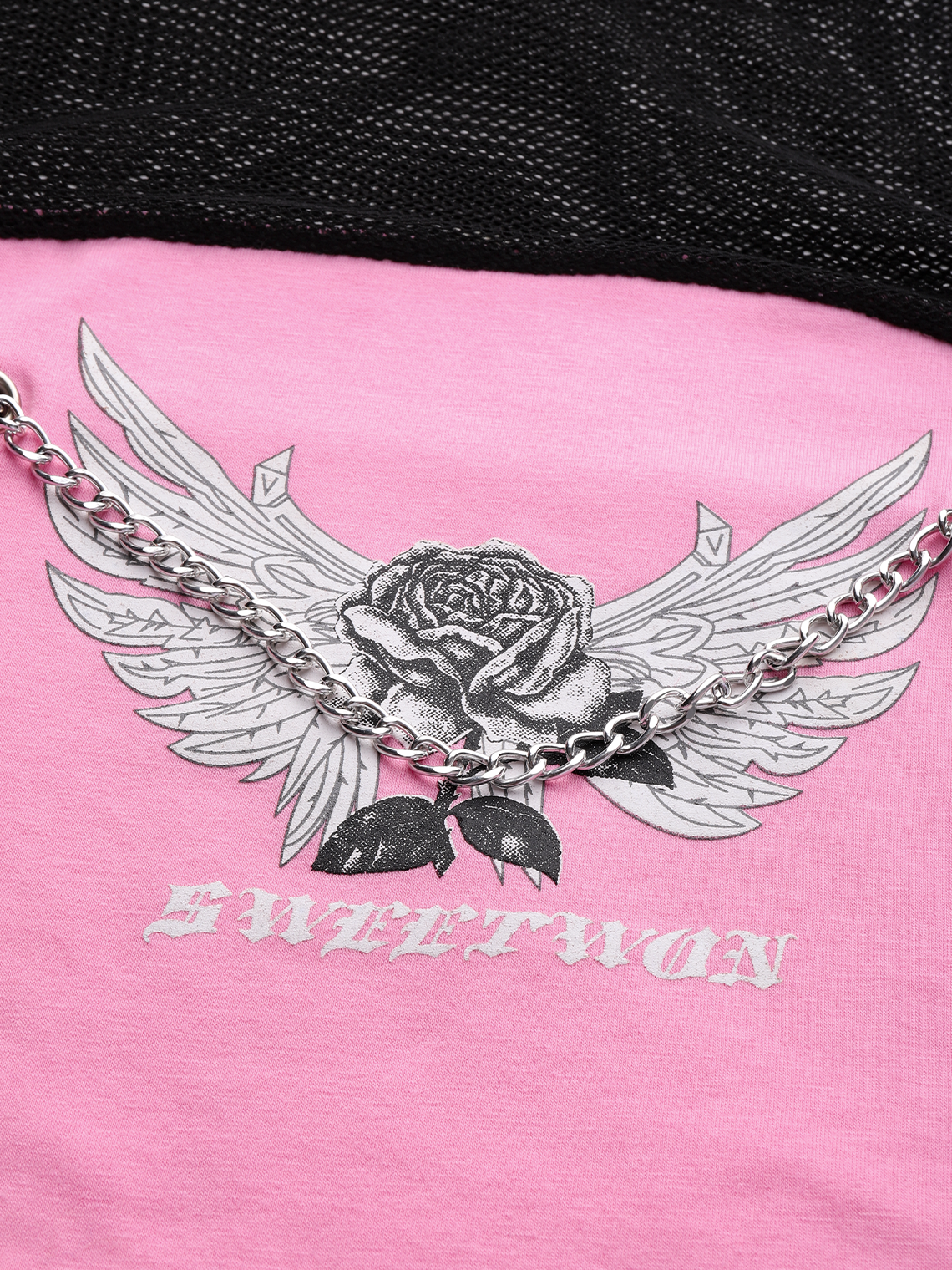 【Final Sale】Y2K Pink Slim Mesh Patchwork Top T-Shirt
