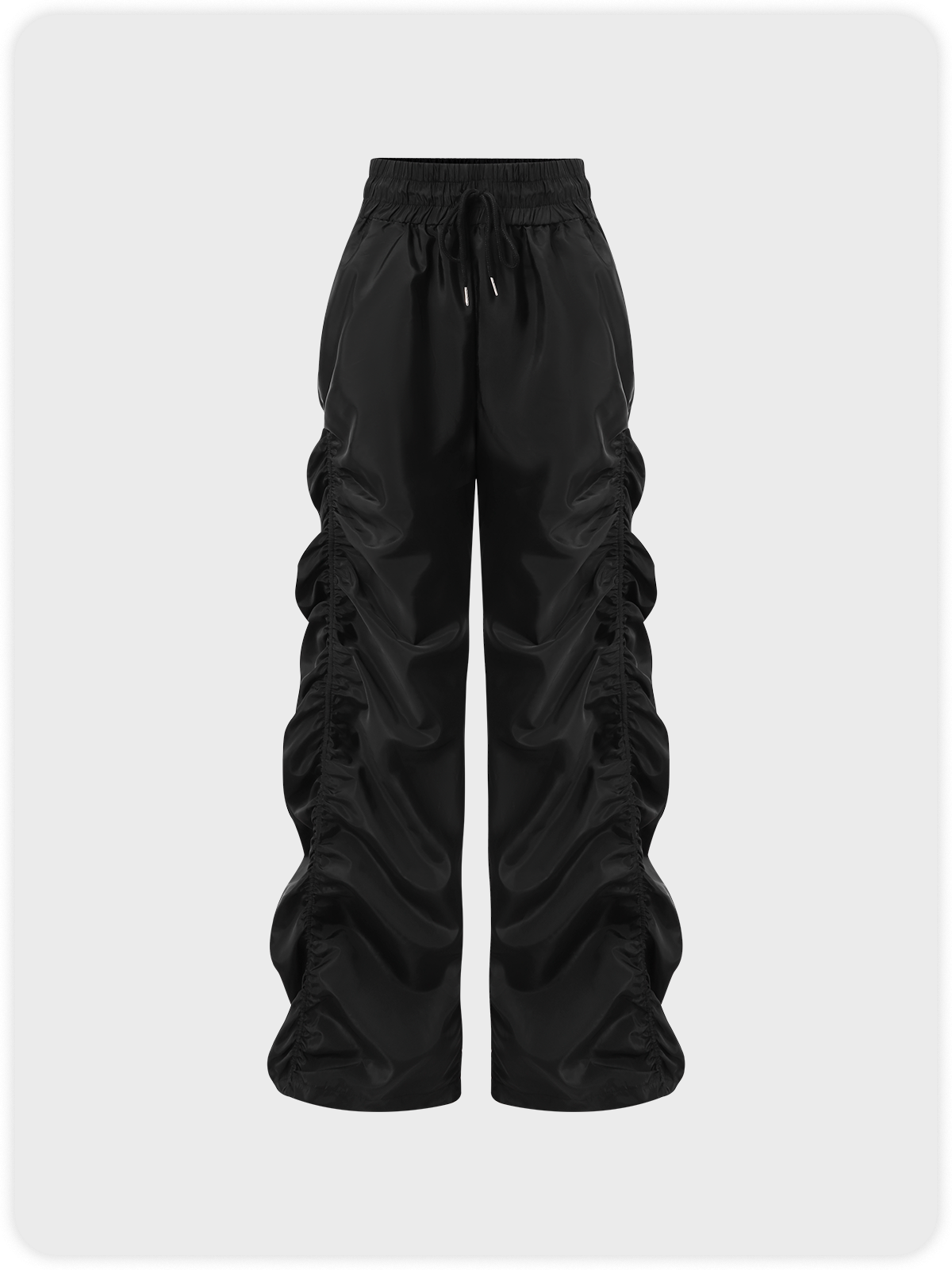 Street Black Wrinkled Bottom Pants