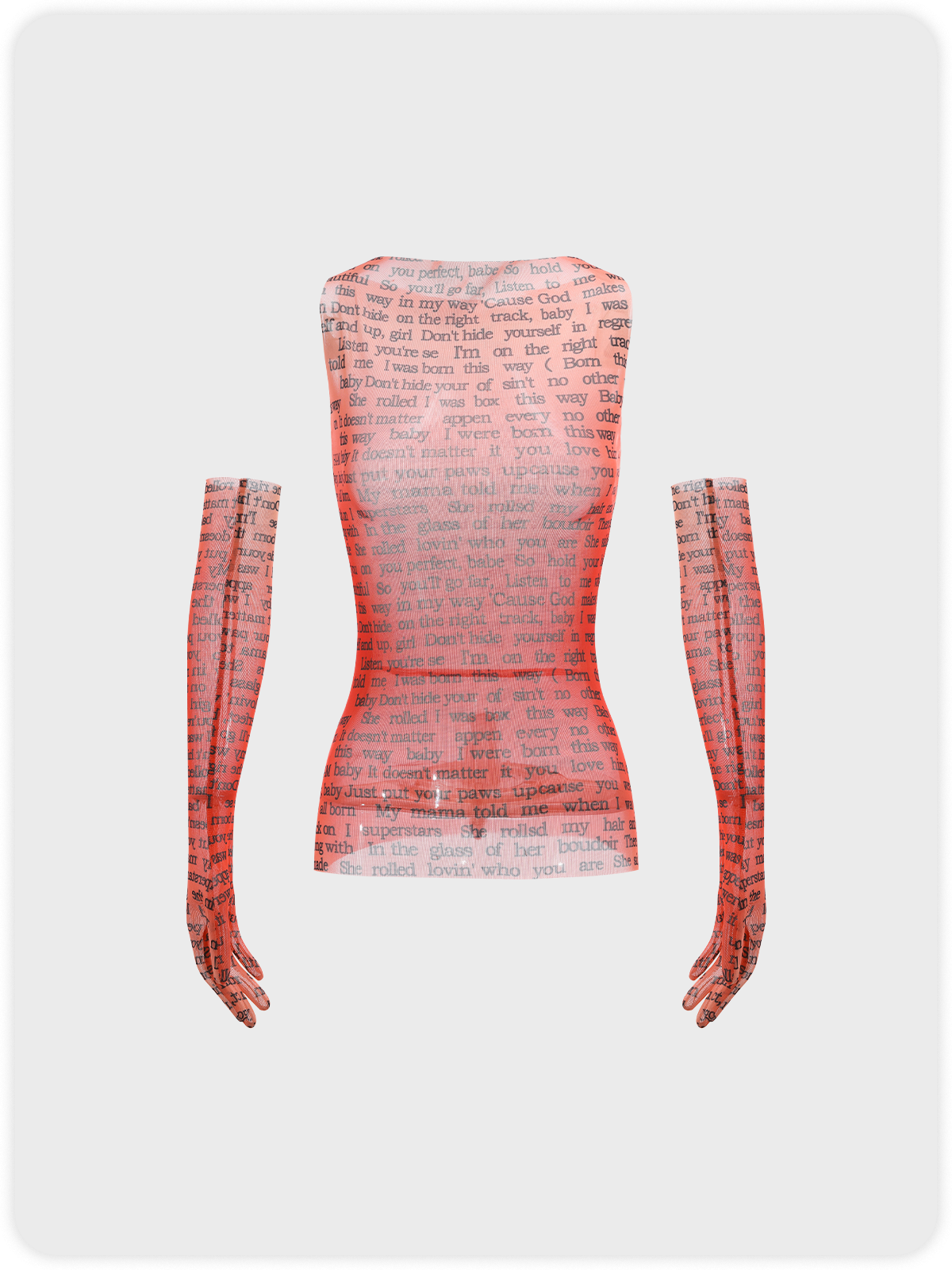 Y2K Khaki Mesh Letter Arm Sleeves Party Top Women Top
