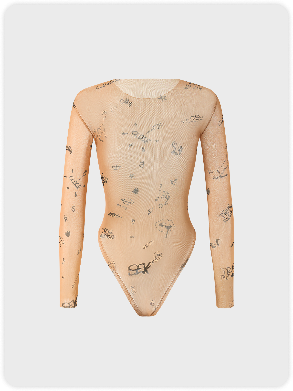 【Final Sale】Y2K Khaki Mesh Bodysuit