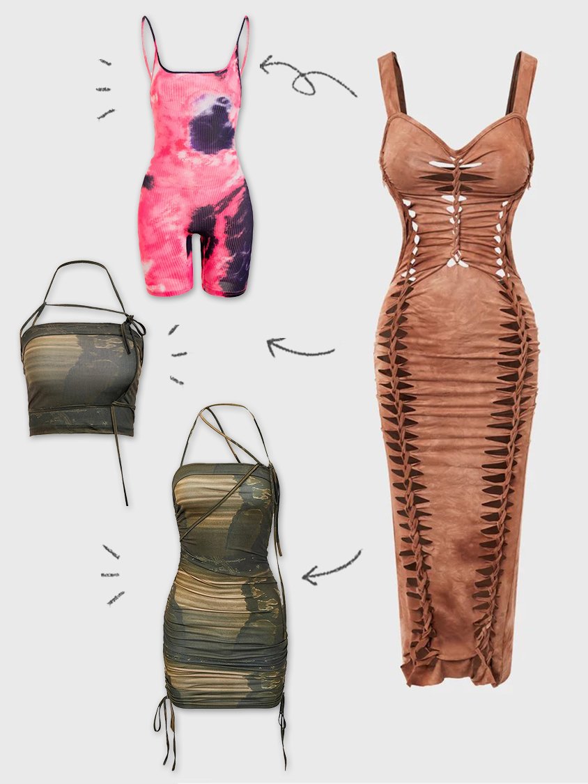 Street Brown Cut Out Dress Midi Dress