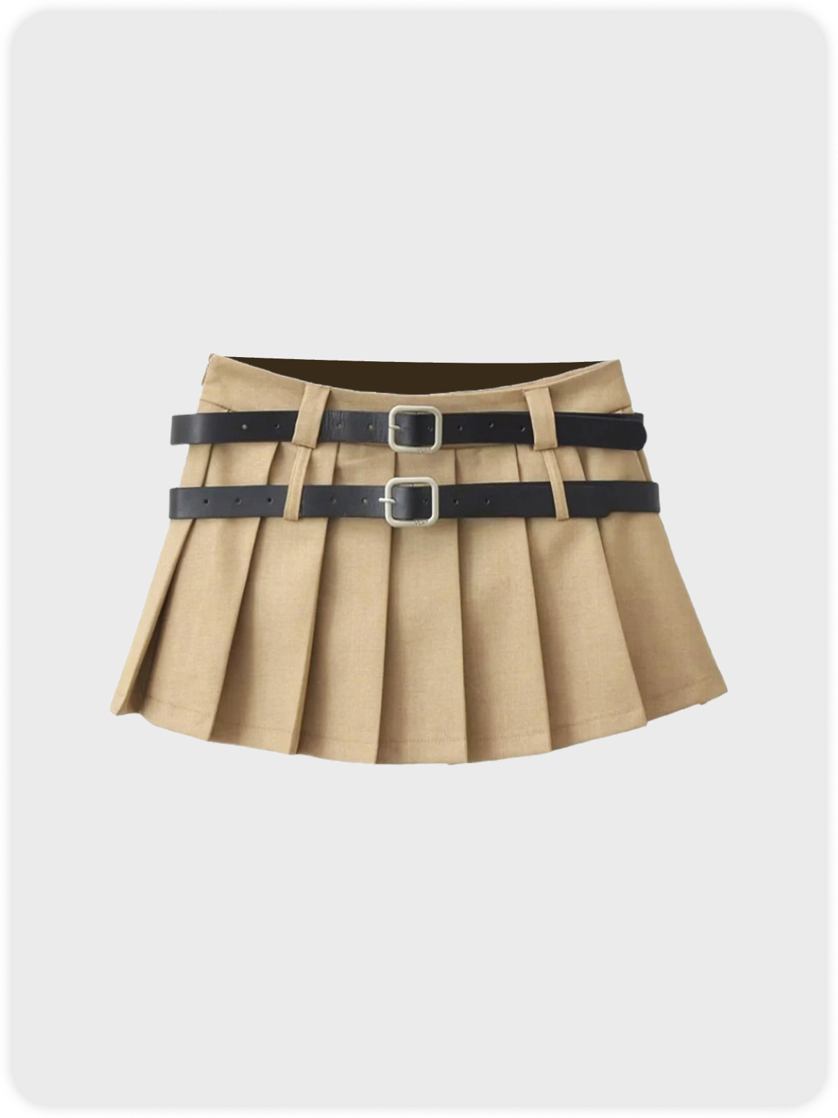 Y2K Black Pleated Double belt Bottom Skirt