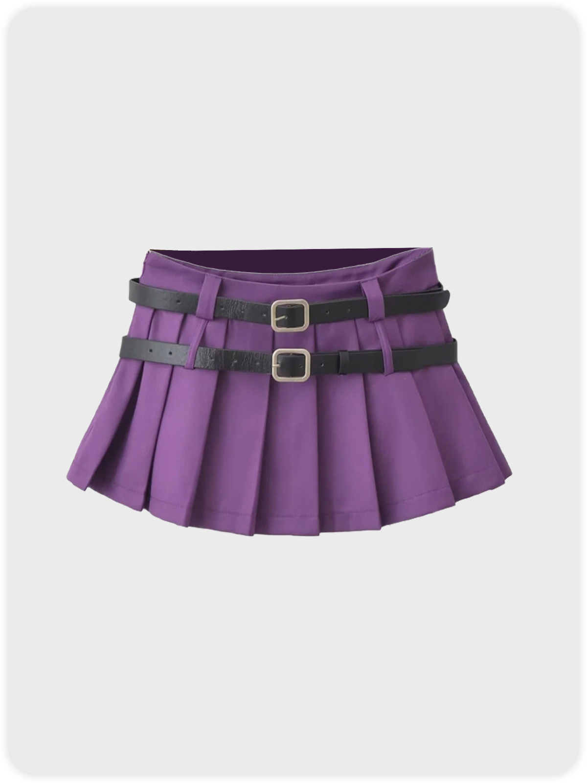 Y2K Black Pleated Double belt Bottom Skirt