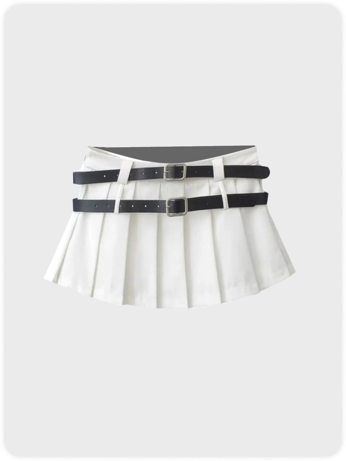 Y2K Black Pleated Double belt Bottom Skirt
