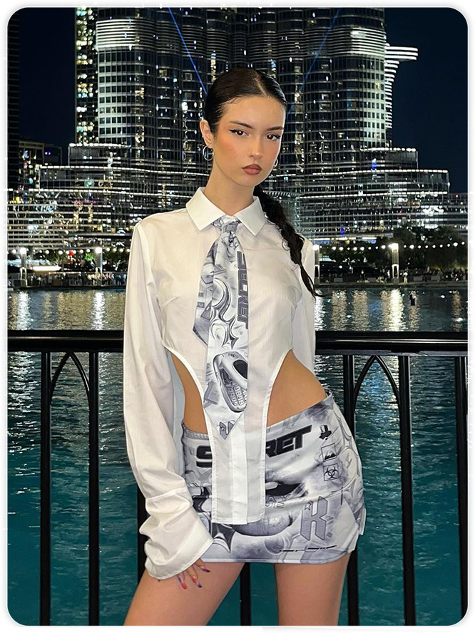 Y2K White Top Blouse