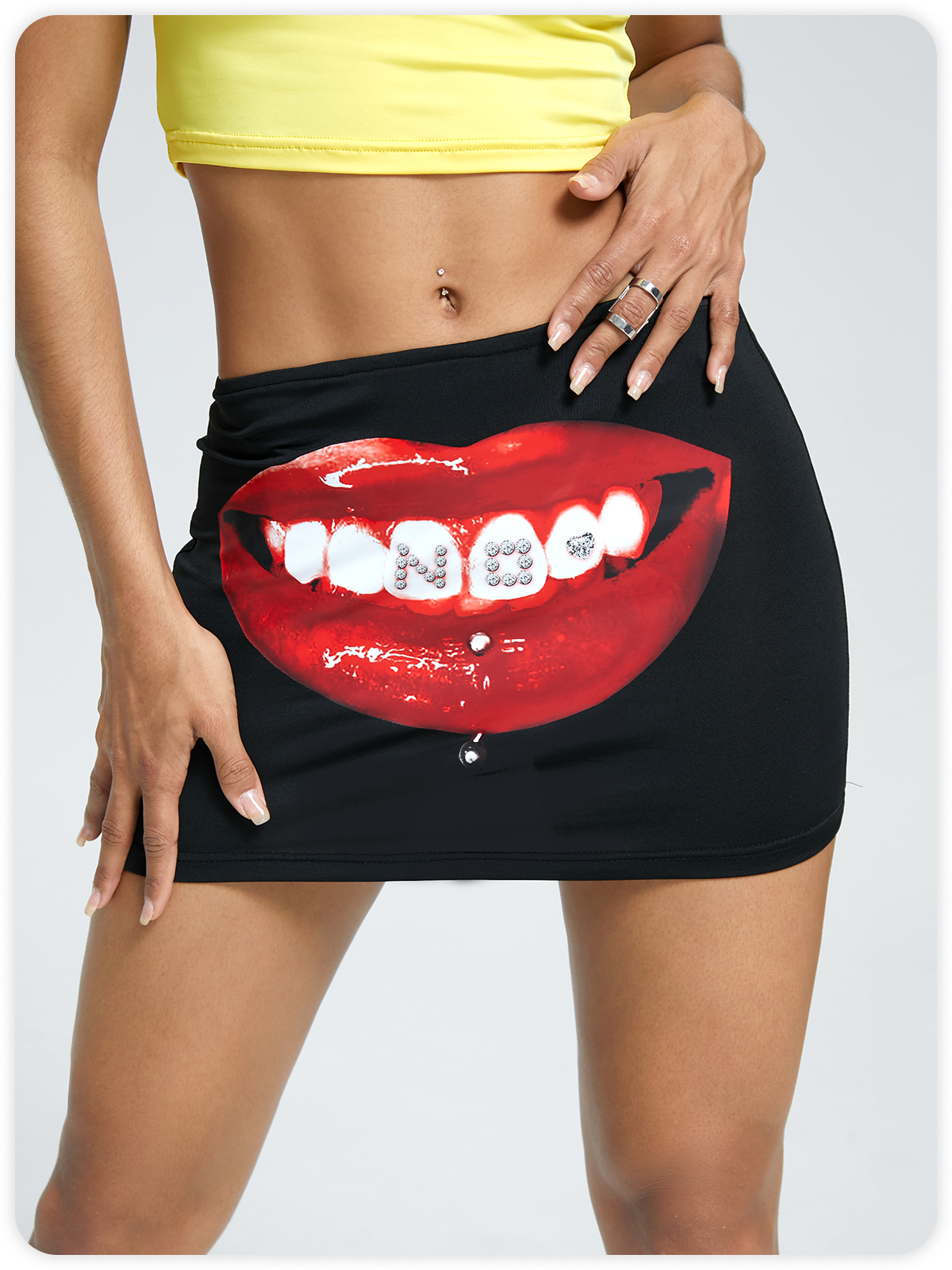 Edgy Black Body print Bottom Skirt