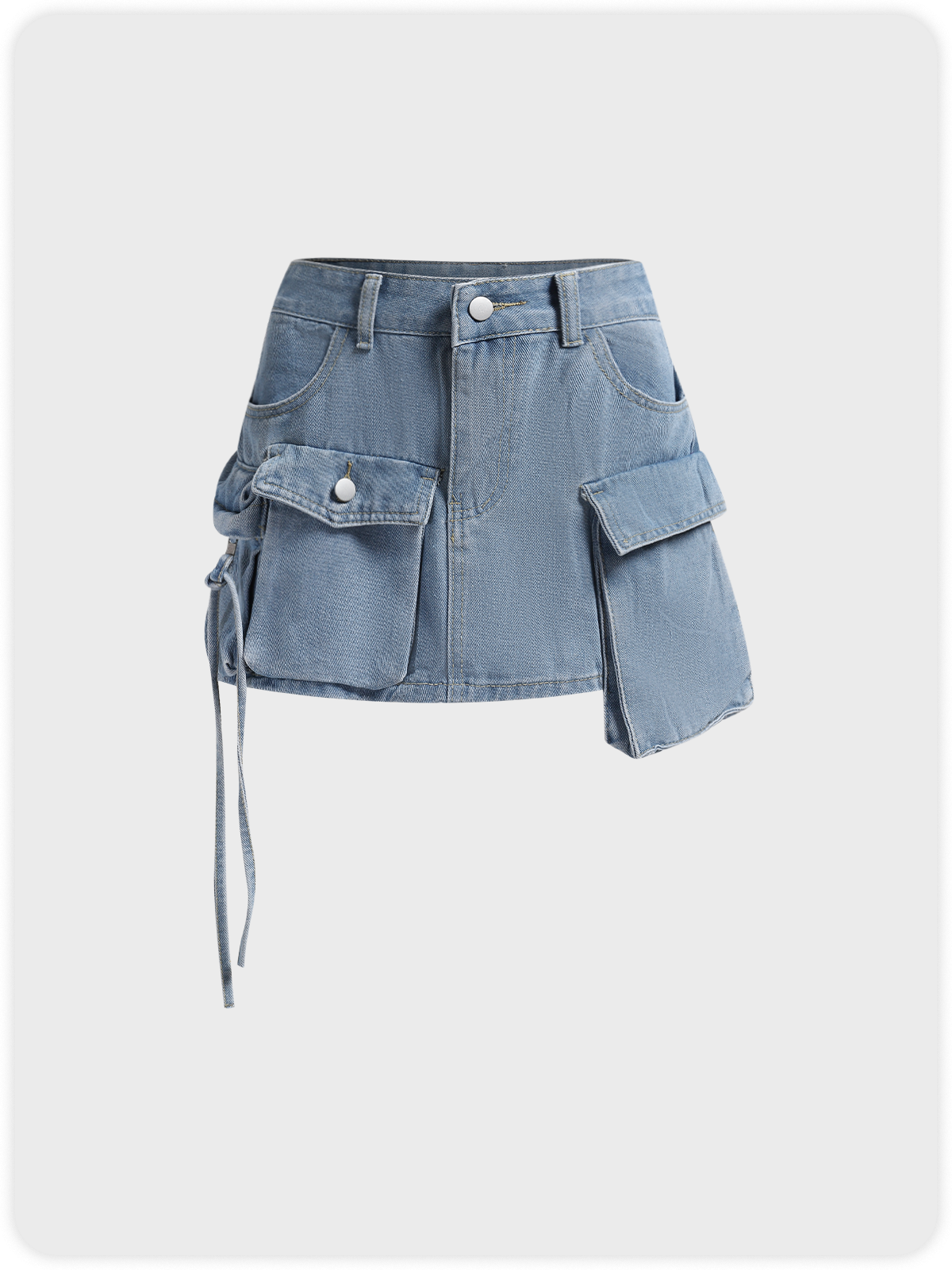 Street Multicolor Denim Pockets Bottom Skirt | kollyy
