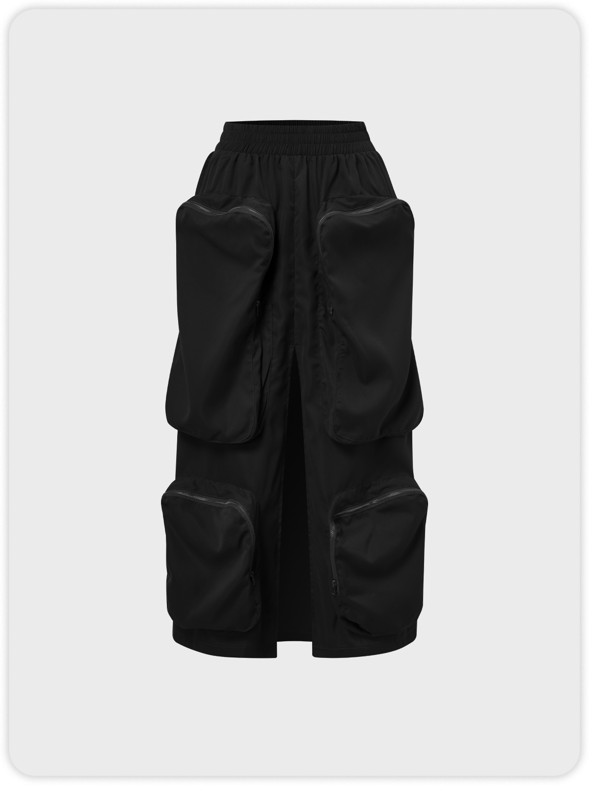 【Final Sale】Street Gray Split Pockets Zip Up Bottom Skirt