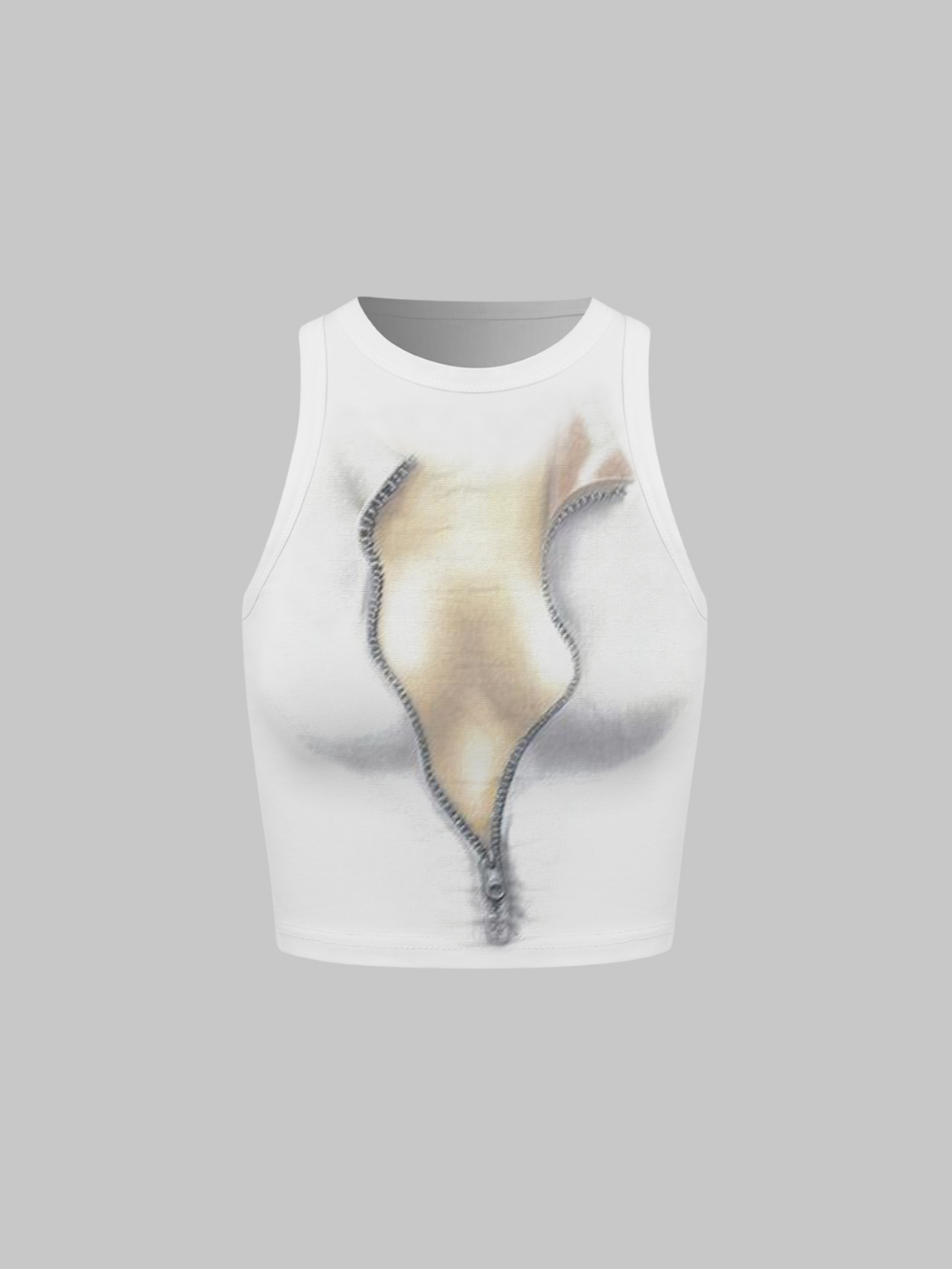 【Final Sale】Crew Neck Abstract Human Body Tank Top