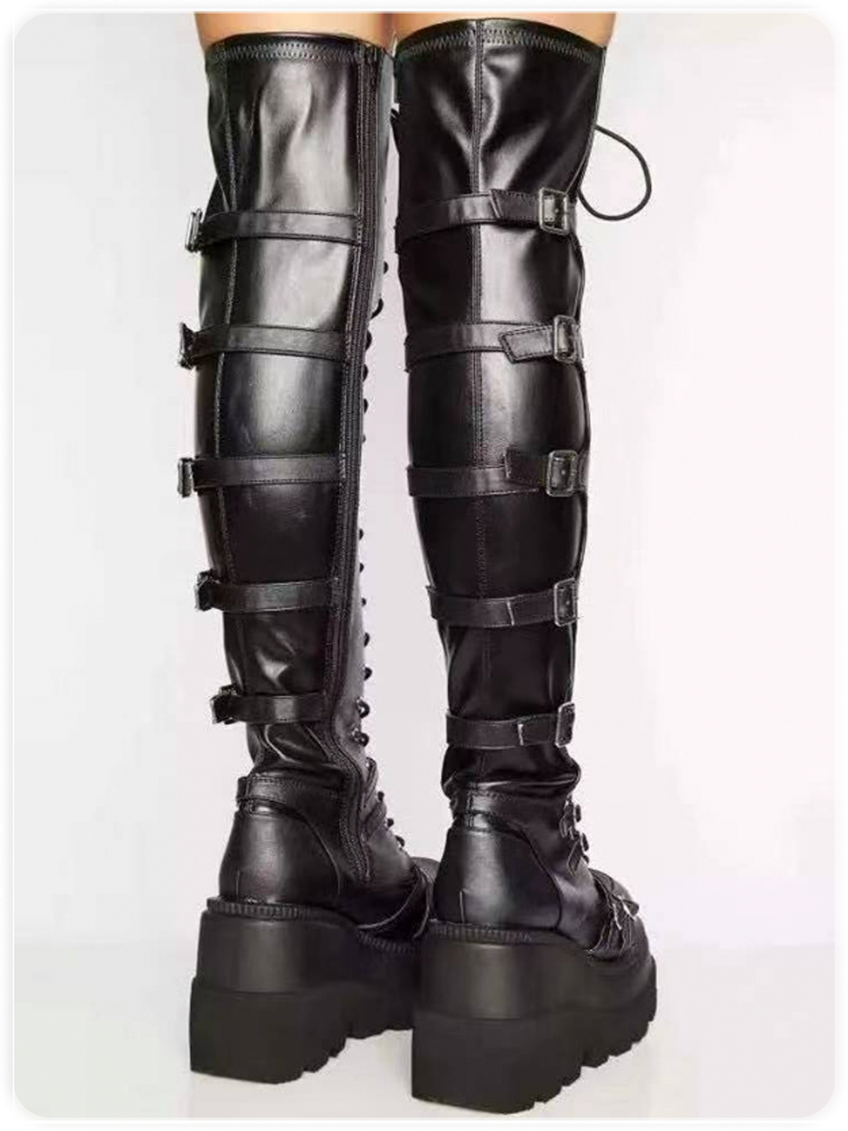 Leather Lace Up Plain Punk Fashion Boots