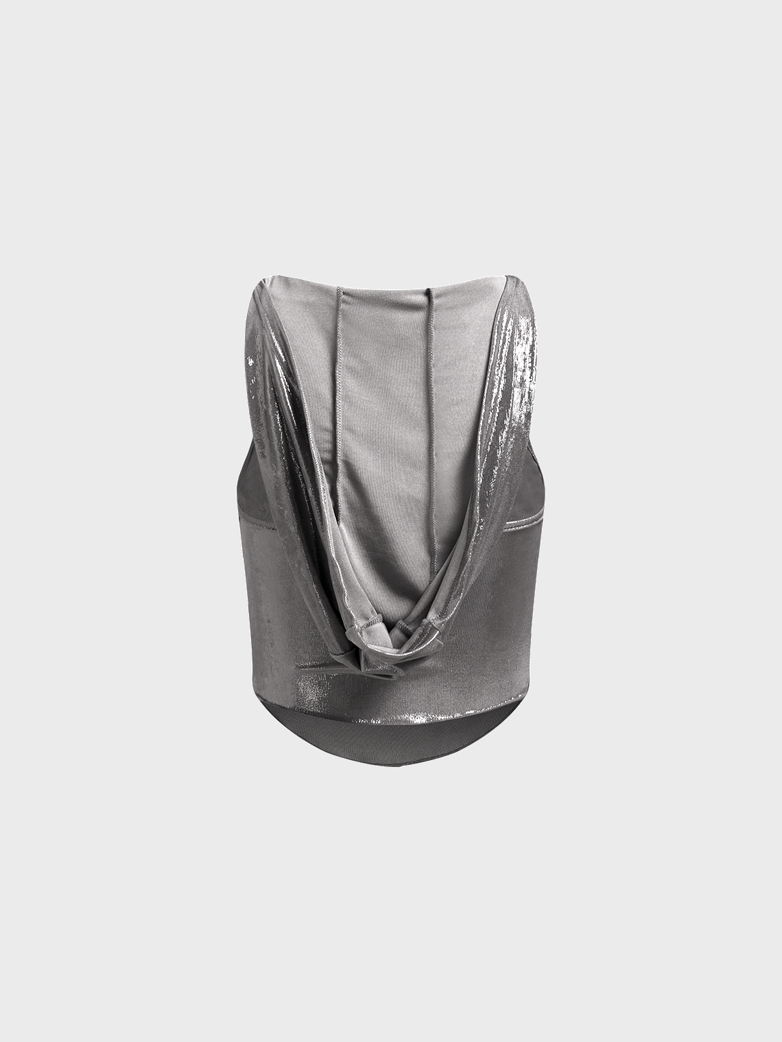 【Final Sale】Coated Fabric Backless Hoodie Plain Tank Top