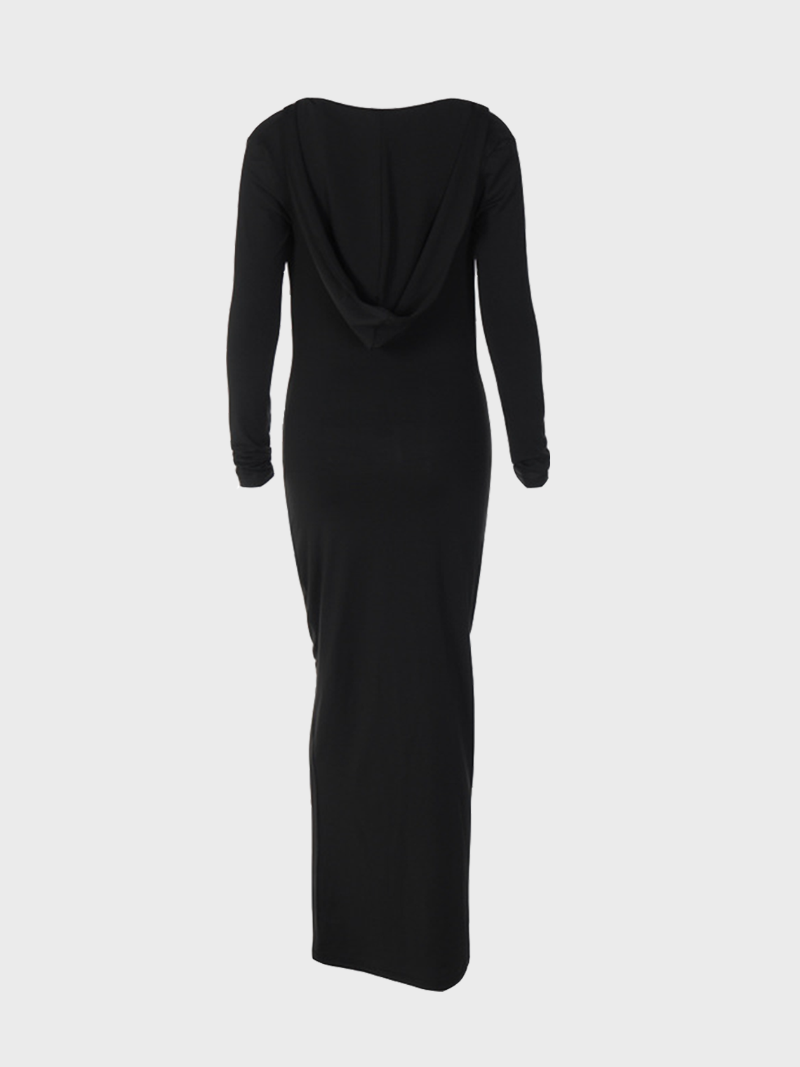【Final Sale】Deep V Hoodie Plain Long Sleeve Maxi Dress
