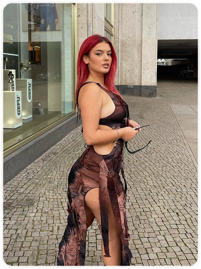 Punk Brown Slim Cut Out Dress Midi Dress