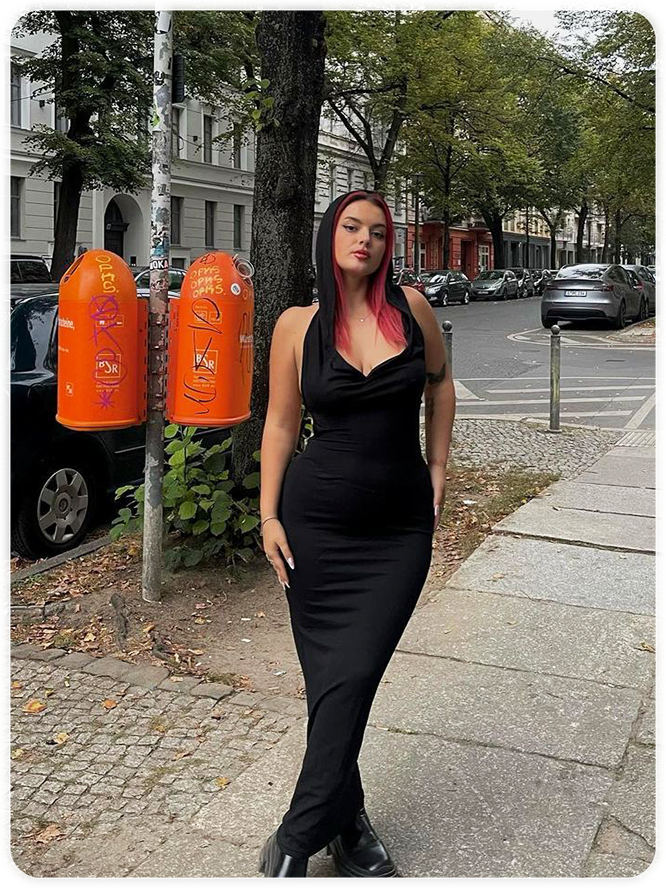 Punk Black Cut out Dress Midi Dress