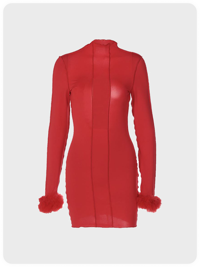 Crew Neck Plain Long Sleeve Short Dress