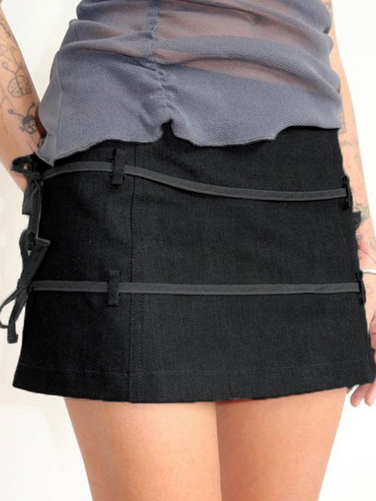 Bowknot Plain Short Skirt
