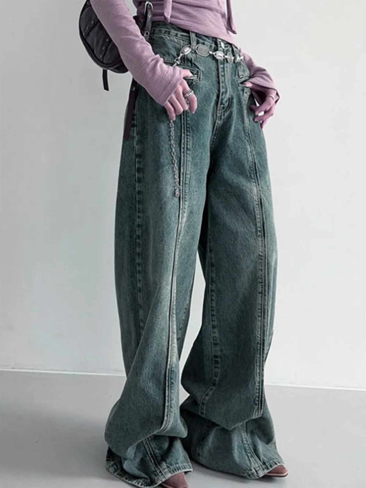 Denim Plain Straight Pants Jeans