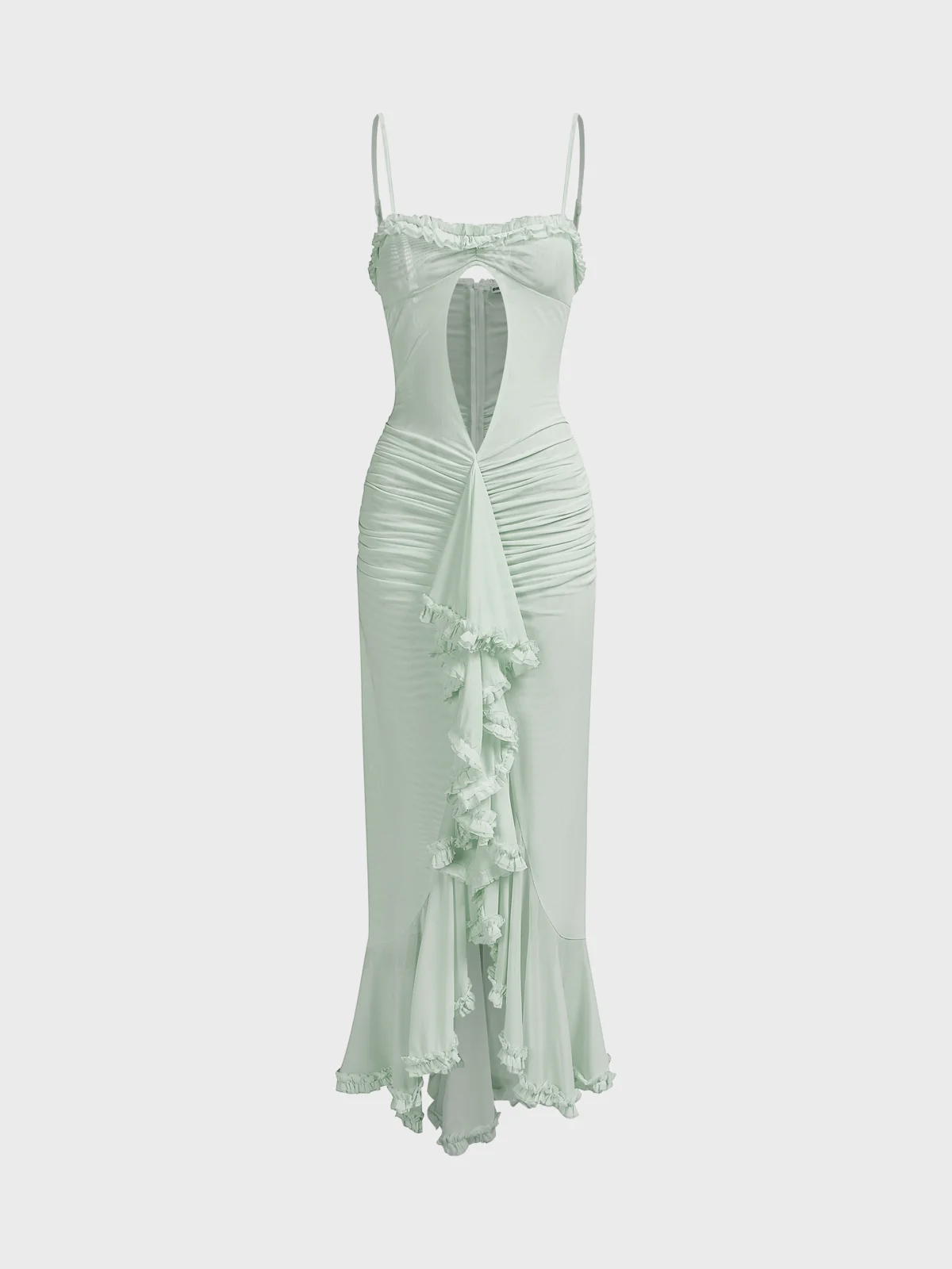 asymmetrical design Spaghetti Plain Sleeveless Maxi Dress