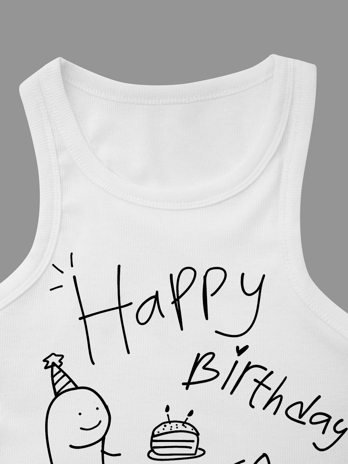 Jersey Crew Neck Text Letters Tank Top