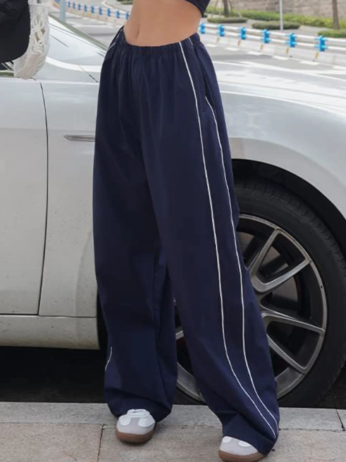 Twill Color Block Straight Pants Sweatpants & Joggers