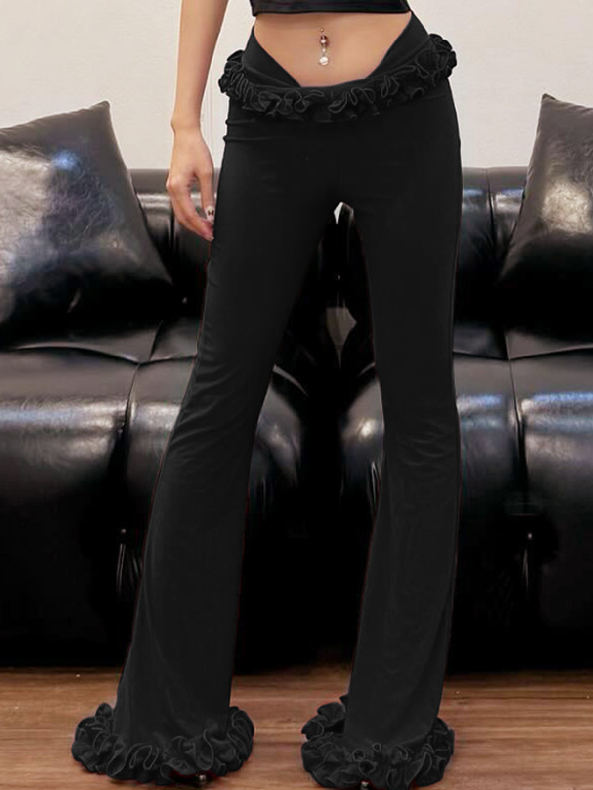 Jersey Plain Flare Pants Fashion Pants