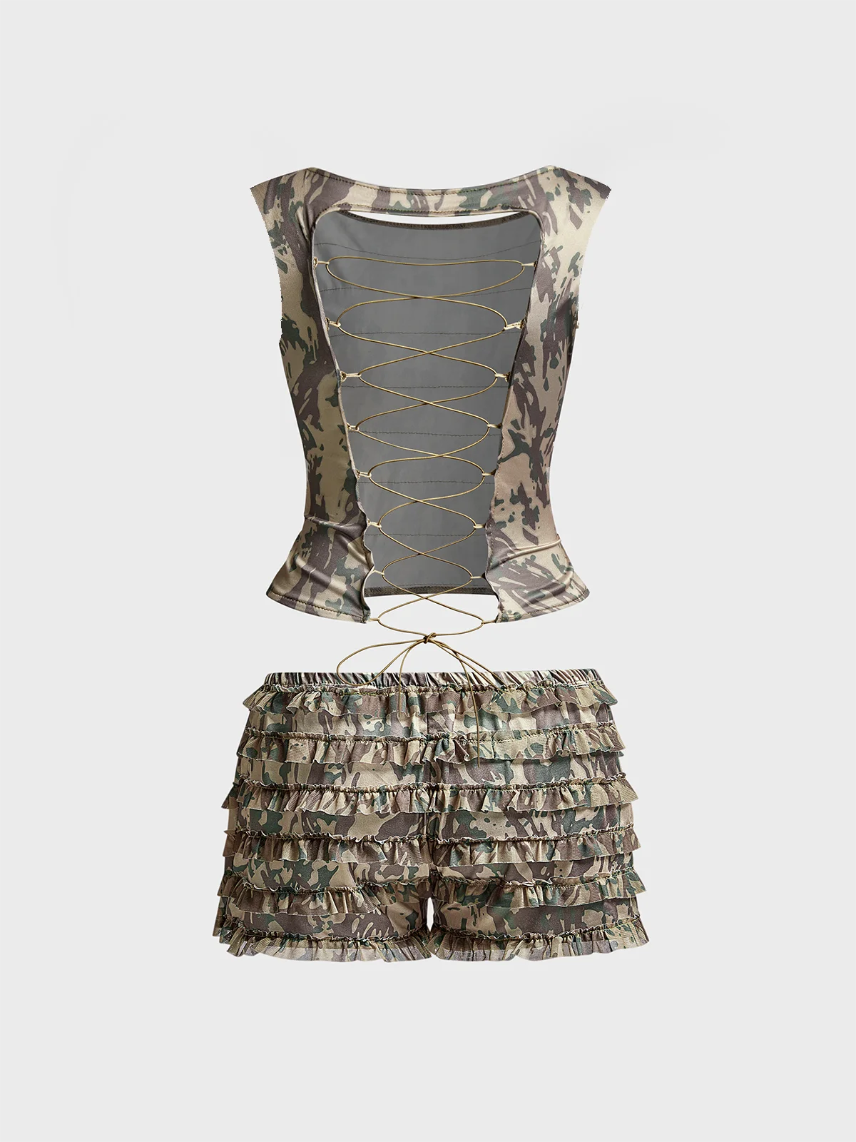 Jersey Camo Top With Pants Two-Piece Set