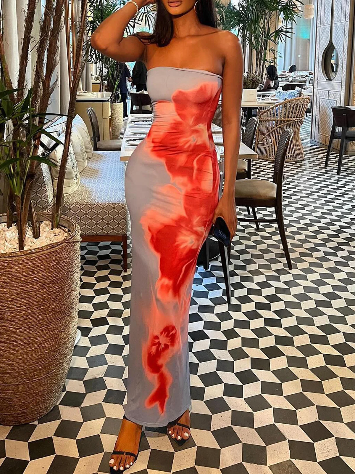 Strapless Floral Sleeveless Maxi Dress