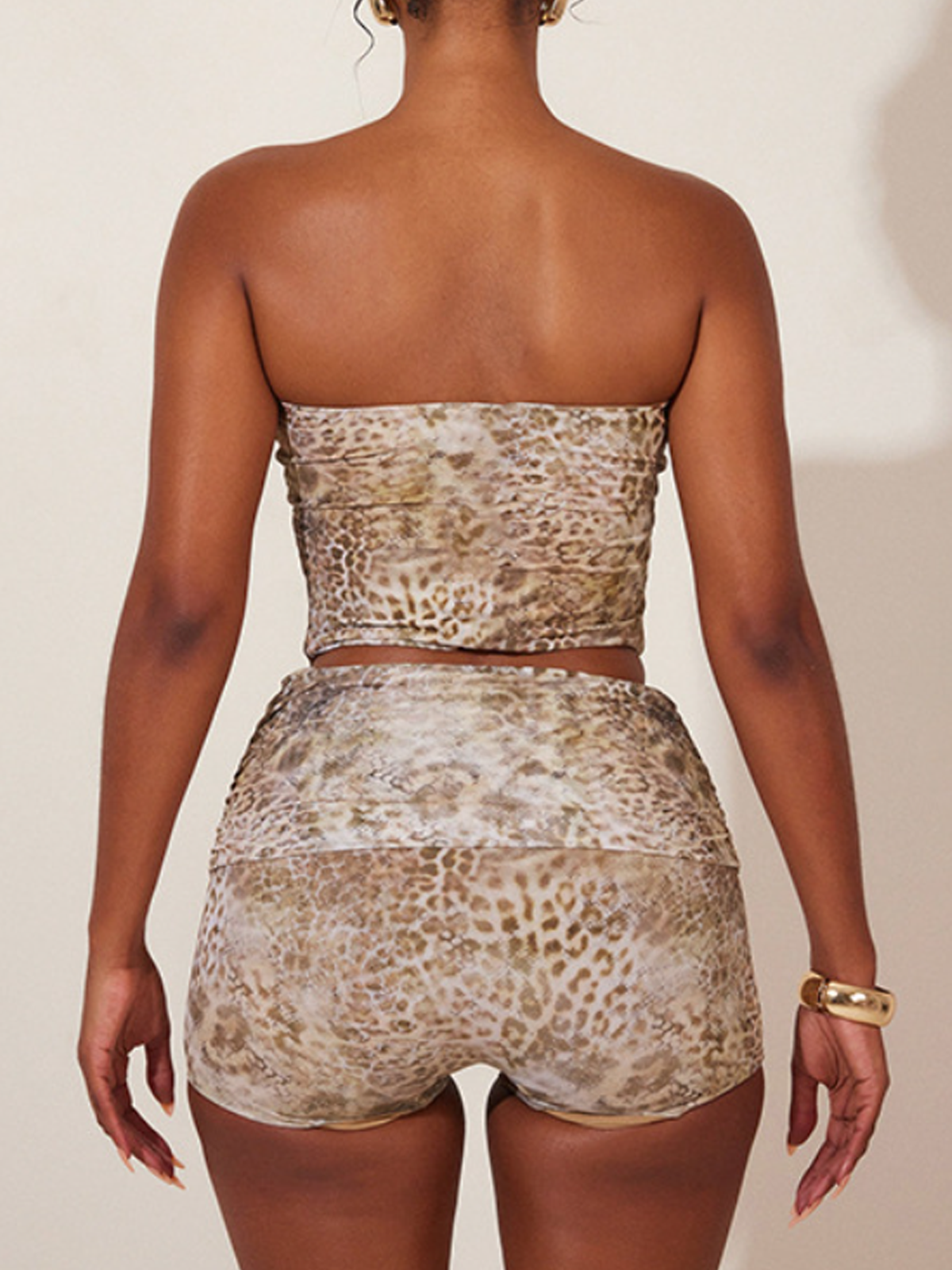 Jersey Leopard Top With Skirt Two-Piece Set