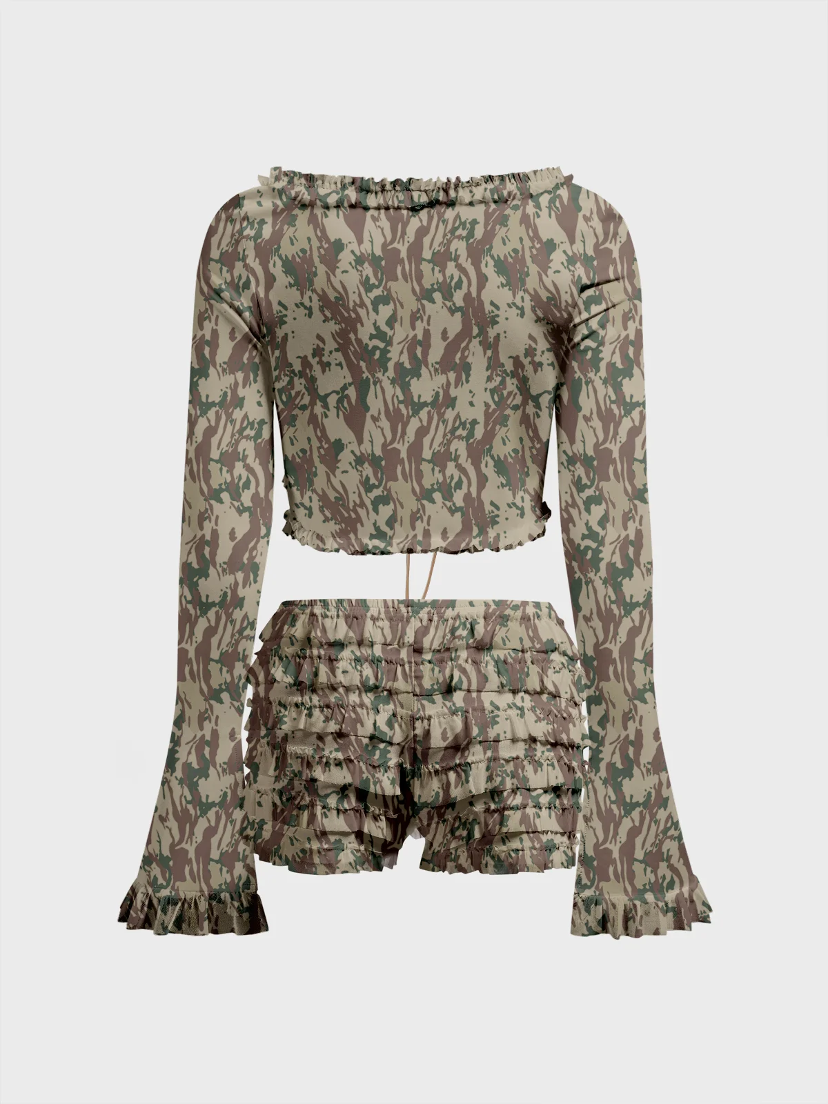 Jersey Camo Top With Pants Two-Piece Set