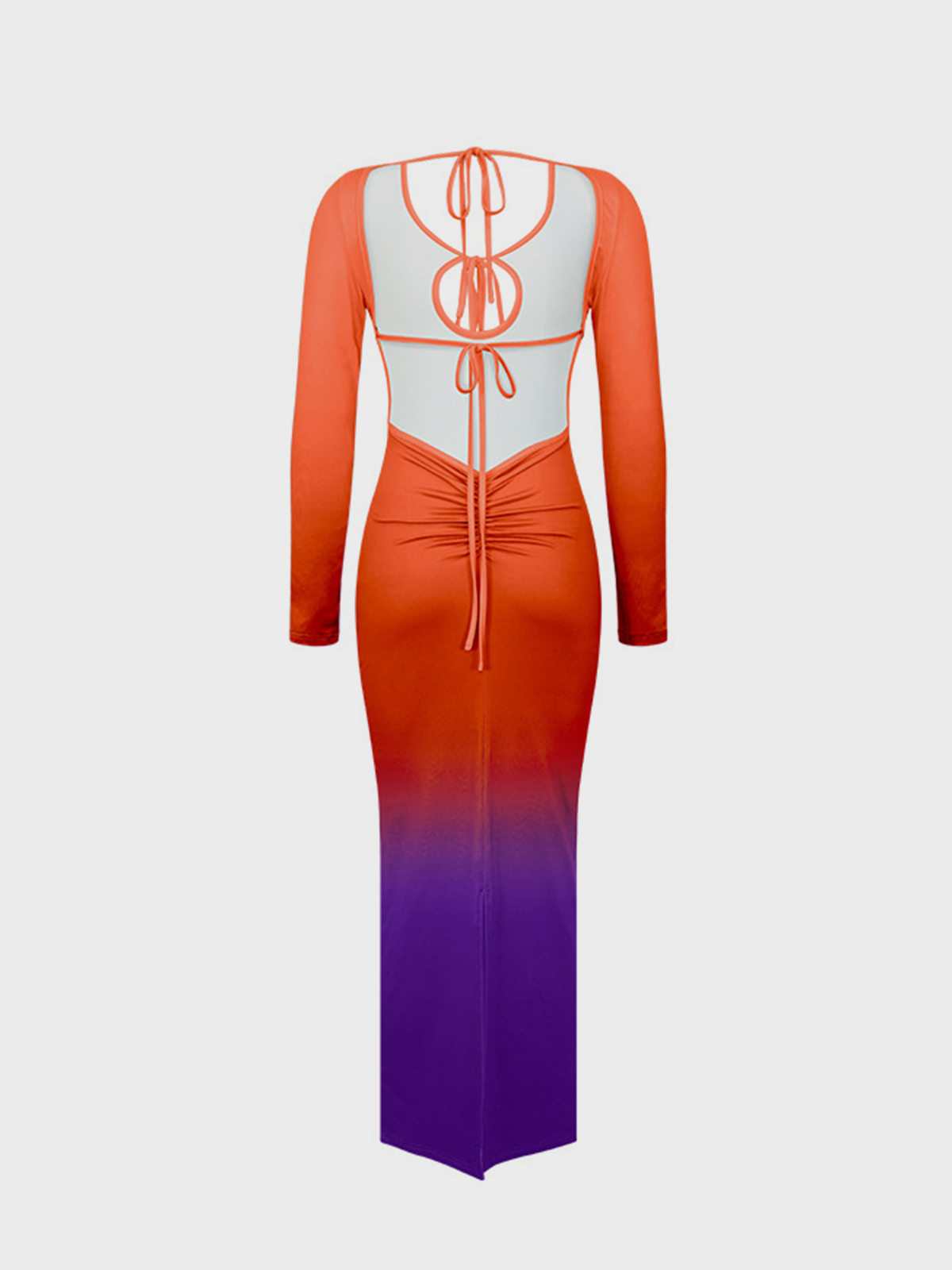 Crew Neck Ombre Long Sleeve Maxi Dress