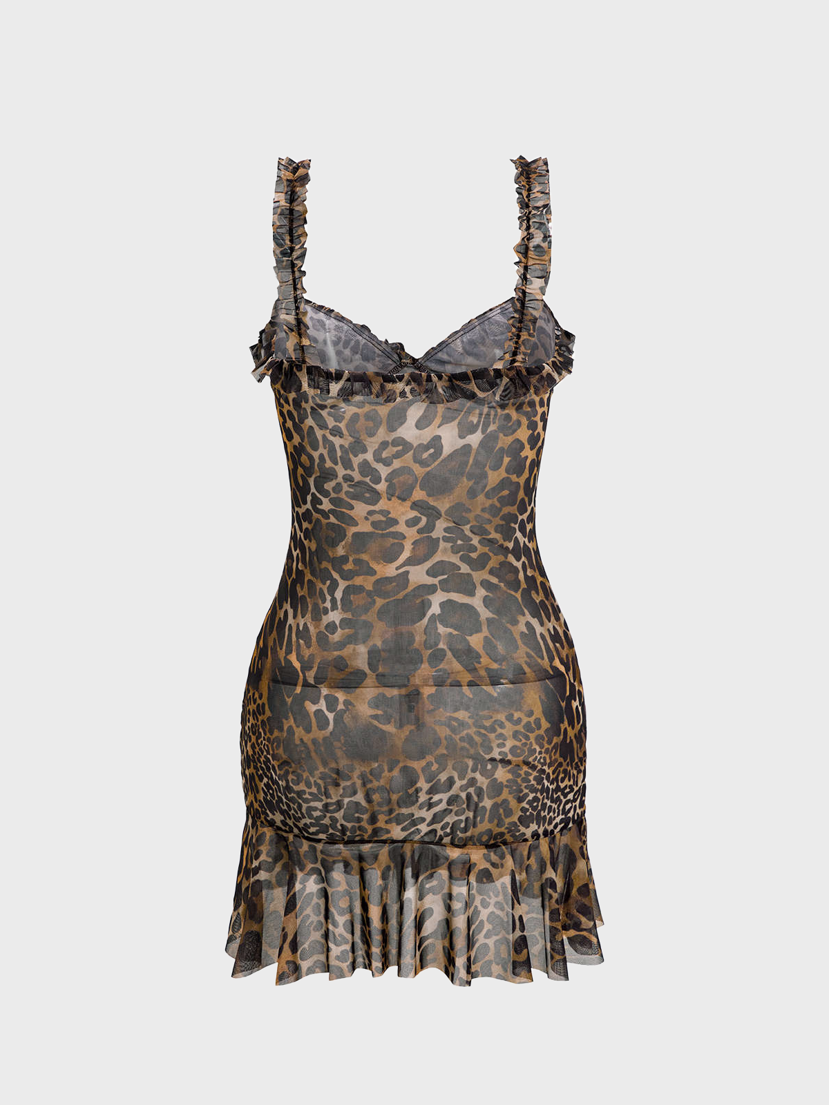 Spaghetti Leopard Sleeveless Mini Dress