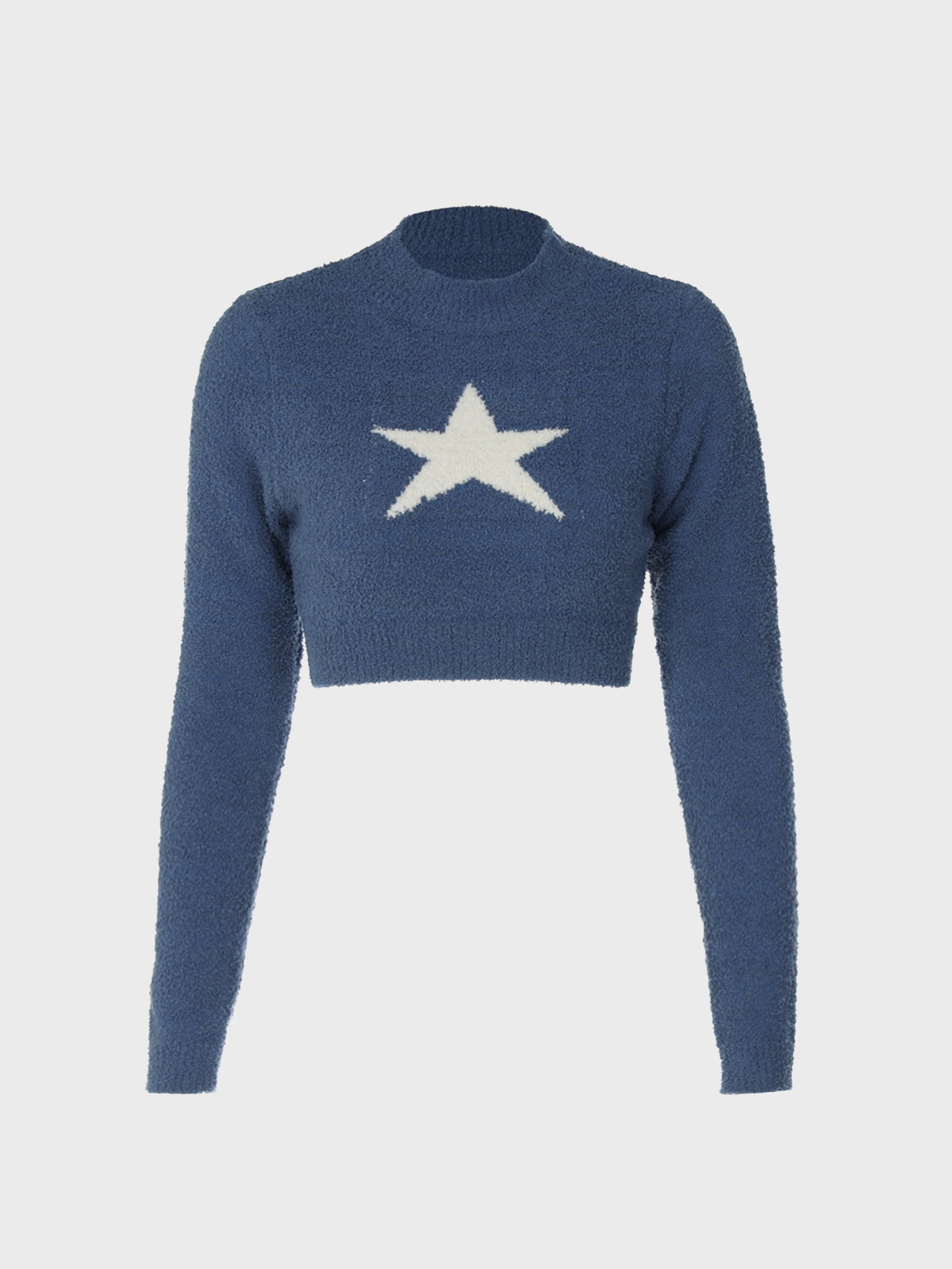 Knitted Mock Neck Star Long Sleeve Sweater