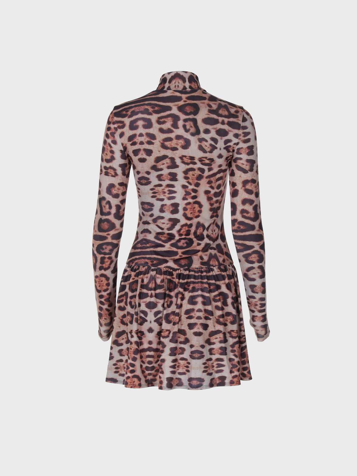 Turtleneck Leopard Long Sleeve Mini Dress