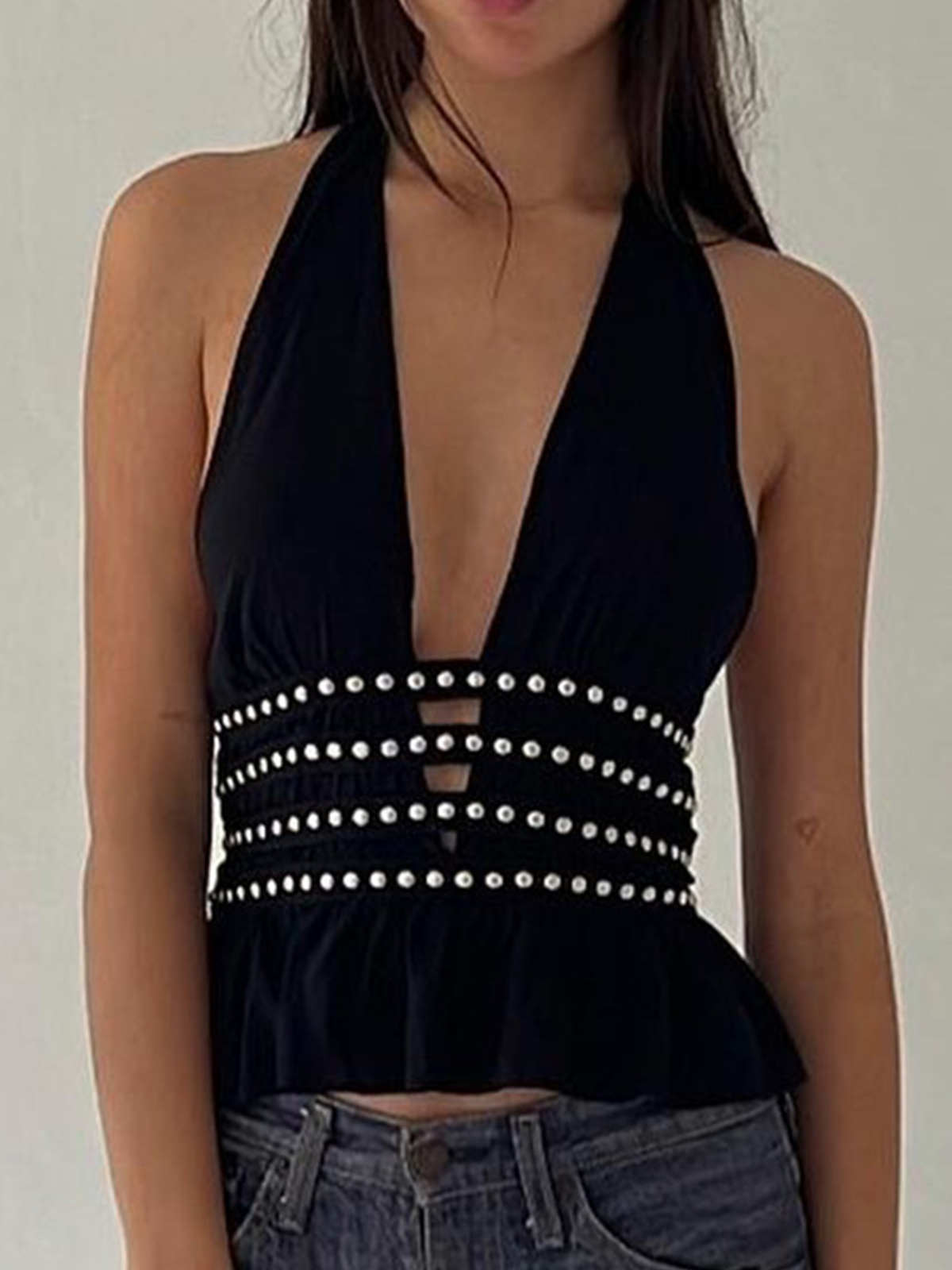 Jersey Halter Plain Tank Top