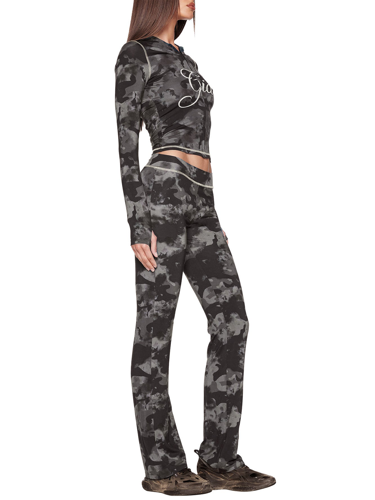 Jersey Camo Coat With Pants Two-Piece Set