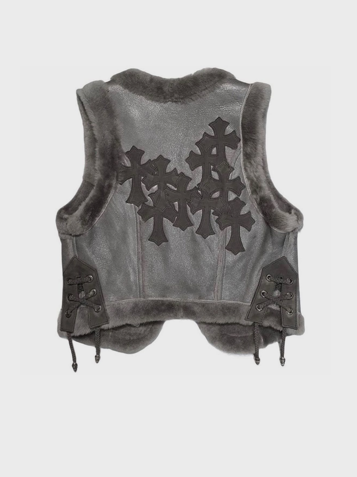 PU V Neck Cross Sleeveless Vest