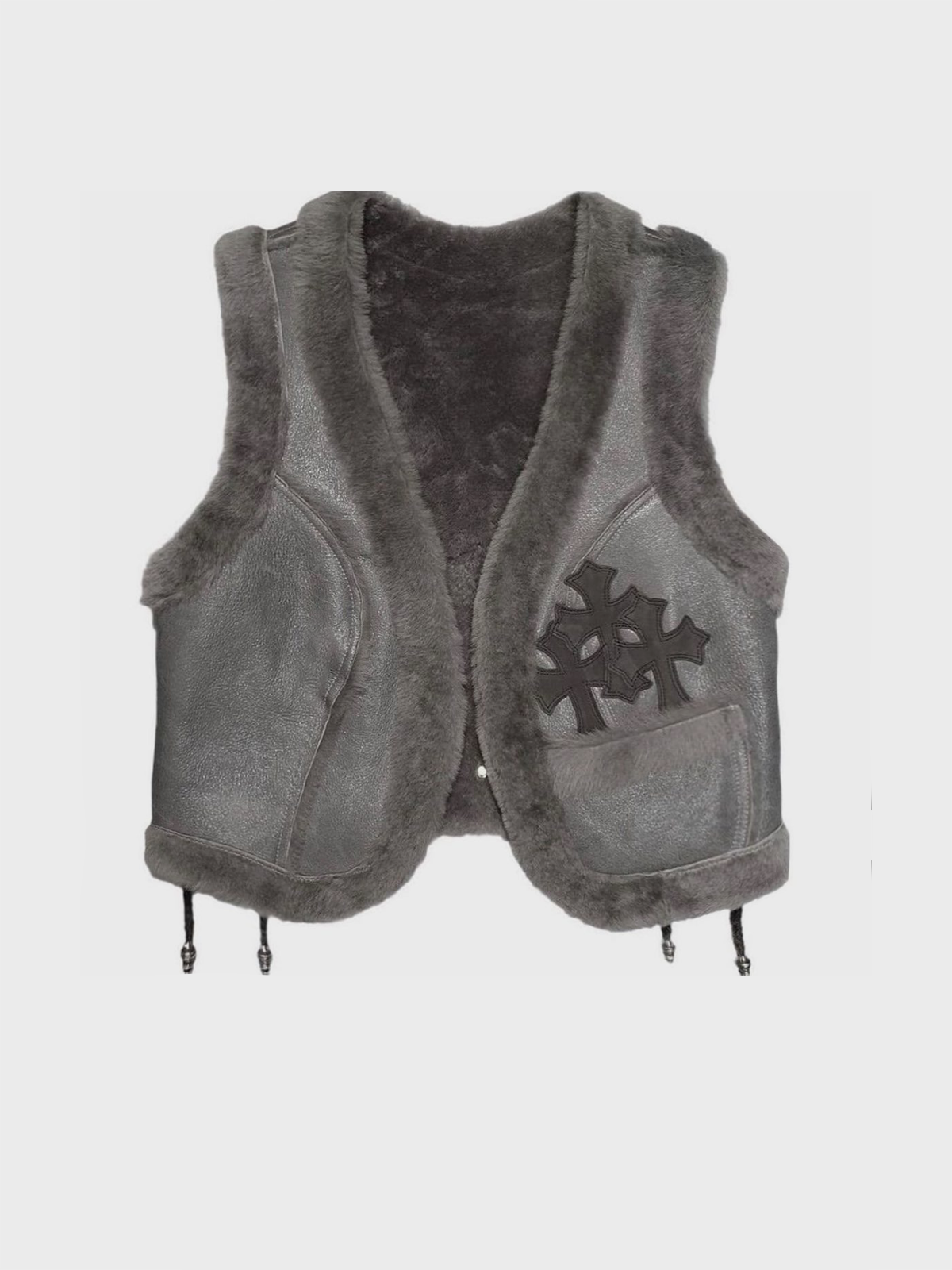 PU V Neck Cross Sleeveless Vest