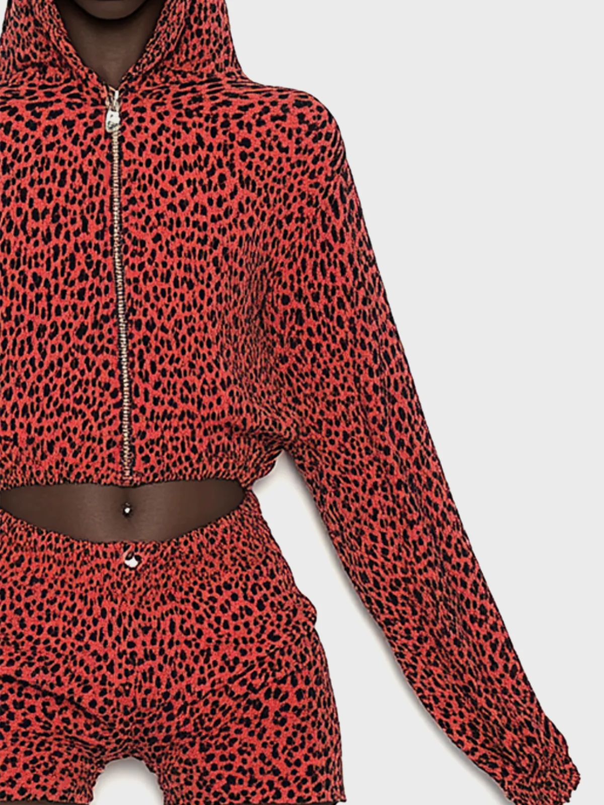 Jersey Leopard Coat With Pants Two-Piece Set