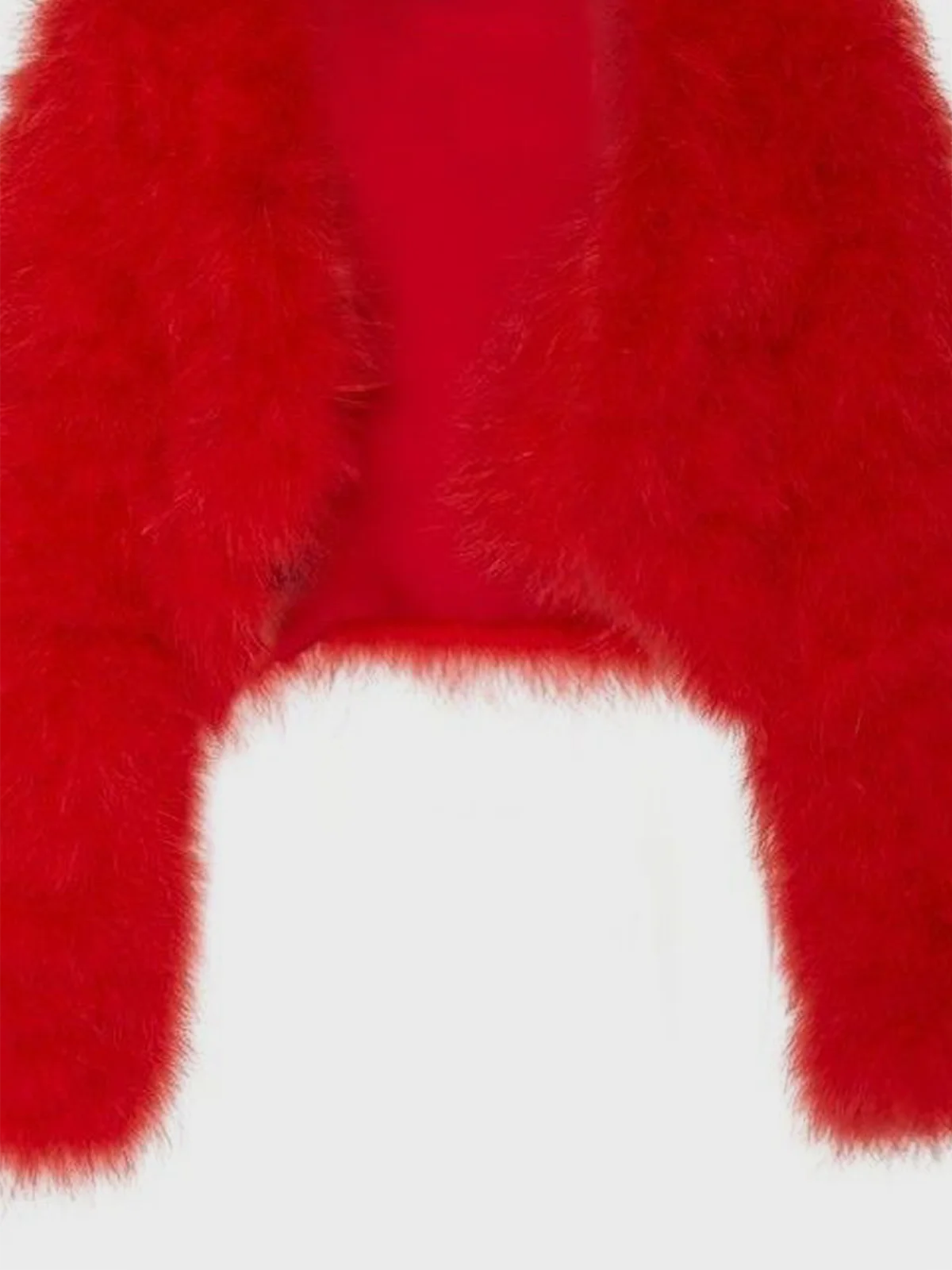 Faux Fur Plain Long Sleeve Teddy Jacket