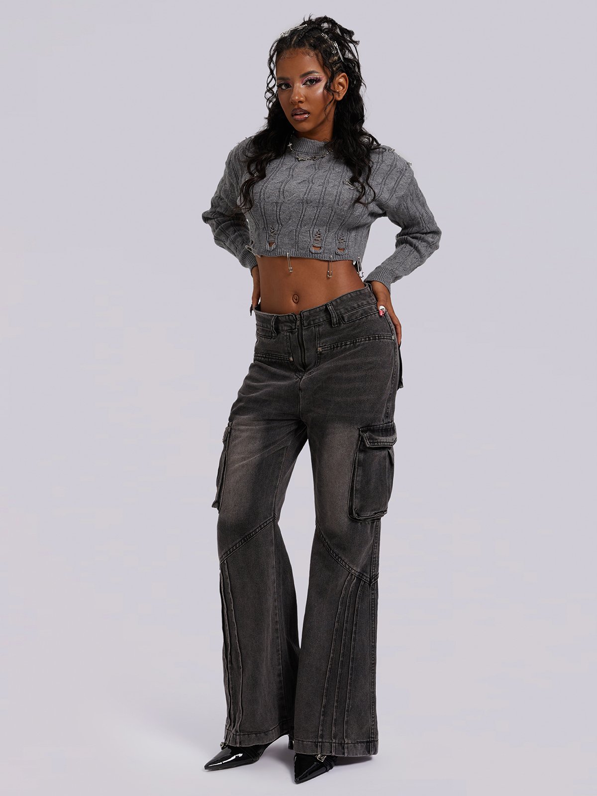 Denim Ombre Flare Pants Jeans