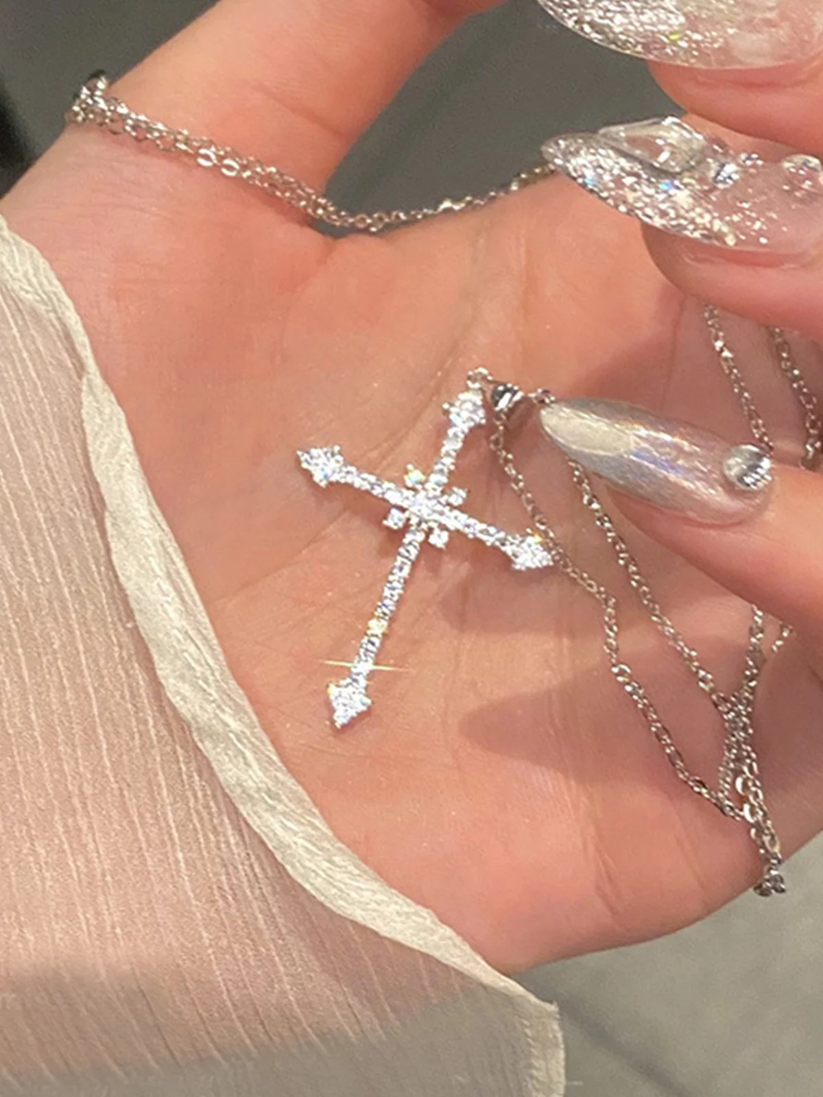 Rhinestone Cross Necklace