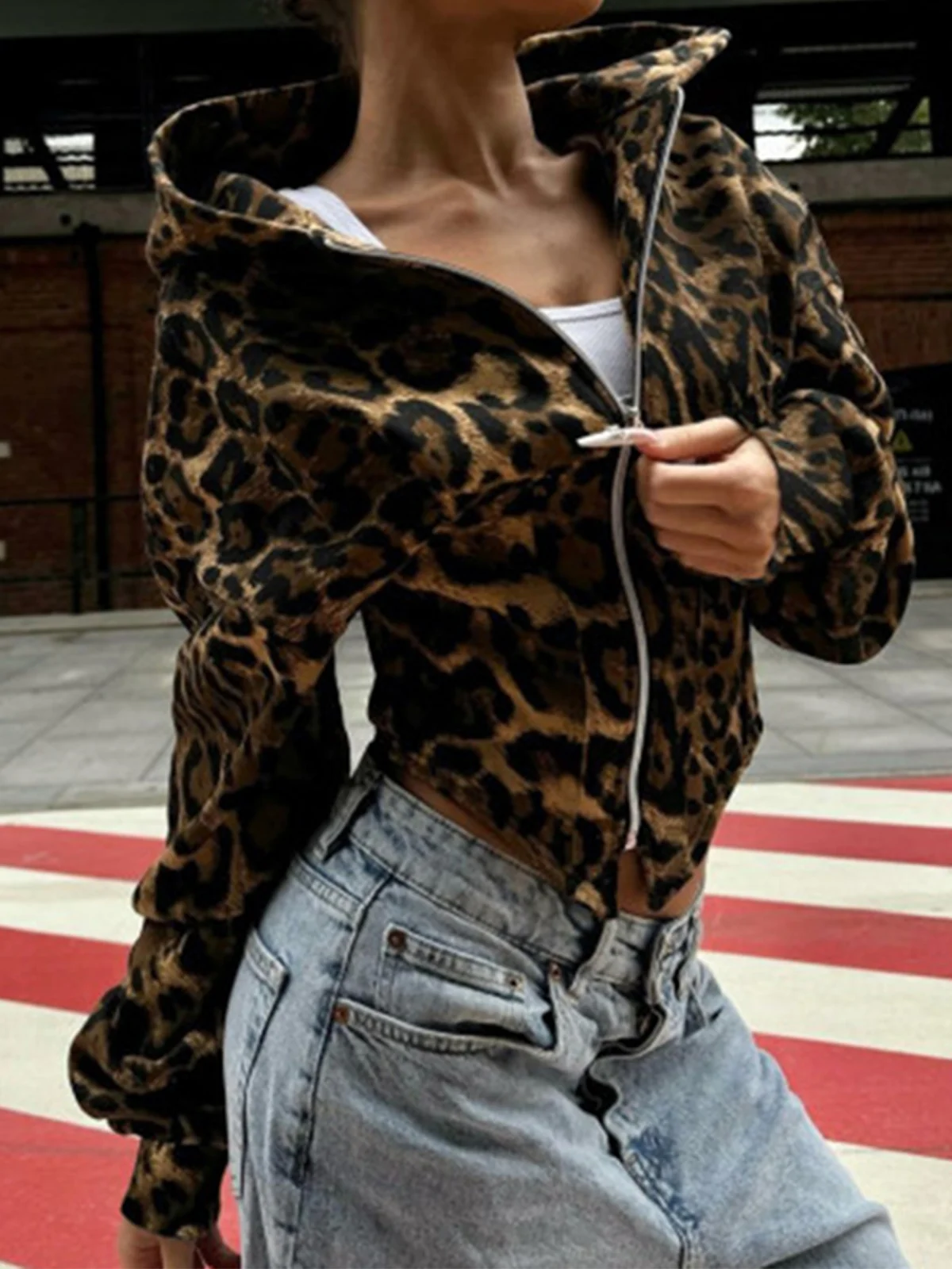 Jersey Hoodie Leopard Long Sleeve Hoodie