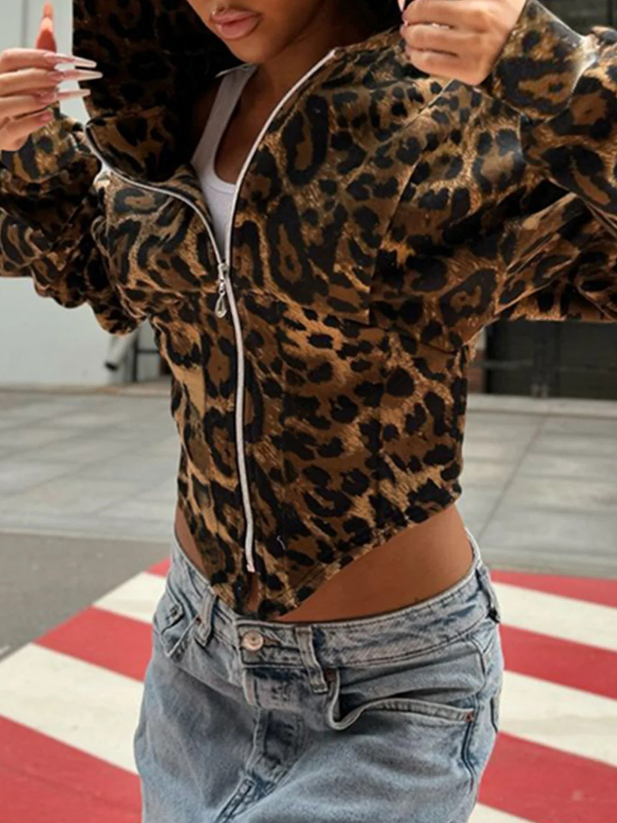 Jersey Hoodie Leopard Long Sleeve Hoodie