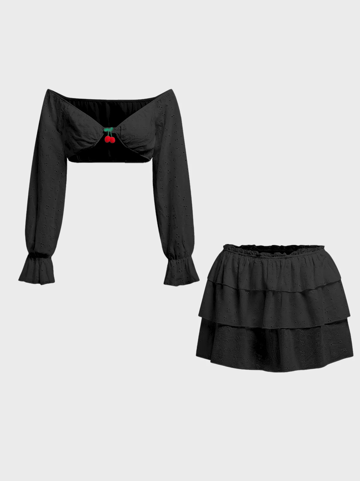 Polyester Cotton Fruit Top With Skirt Two-Piece Set