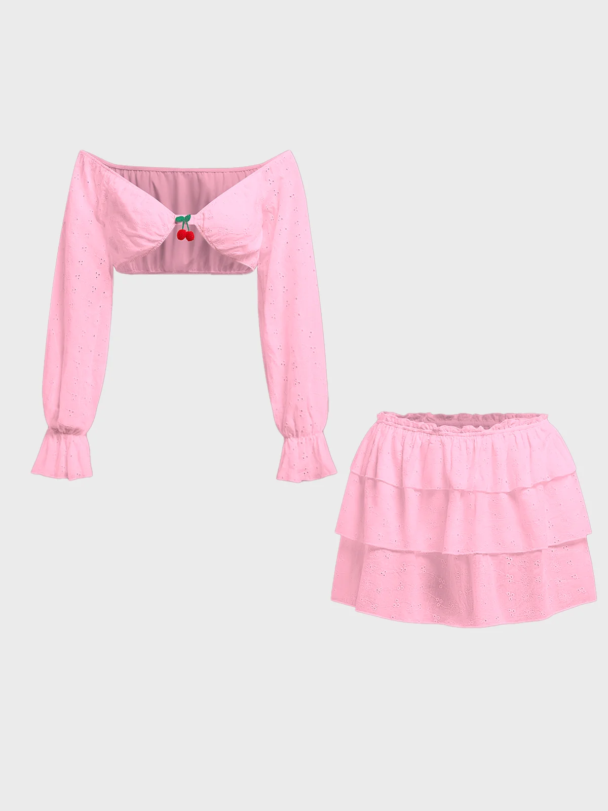 Polyester Cotton Fruit Top With Skirt Two-Piece Set