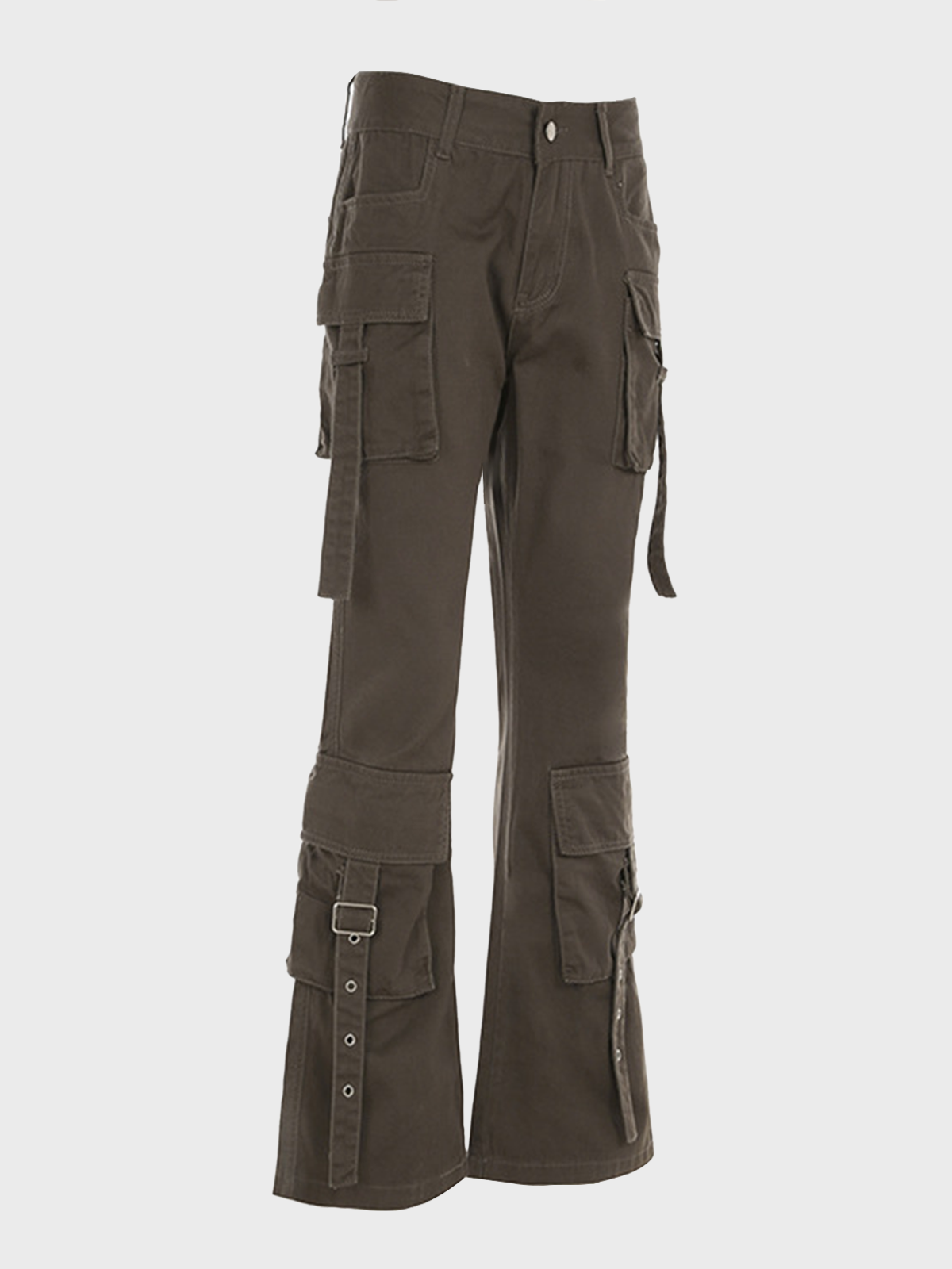 Twill Plain Flare Pants Cargo Pants