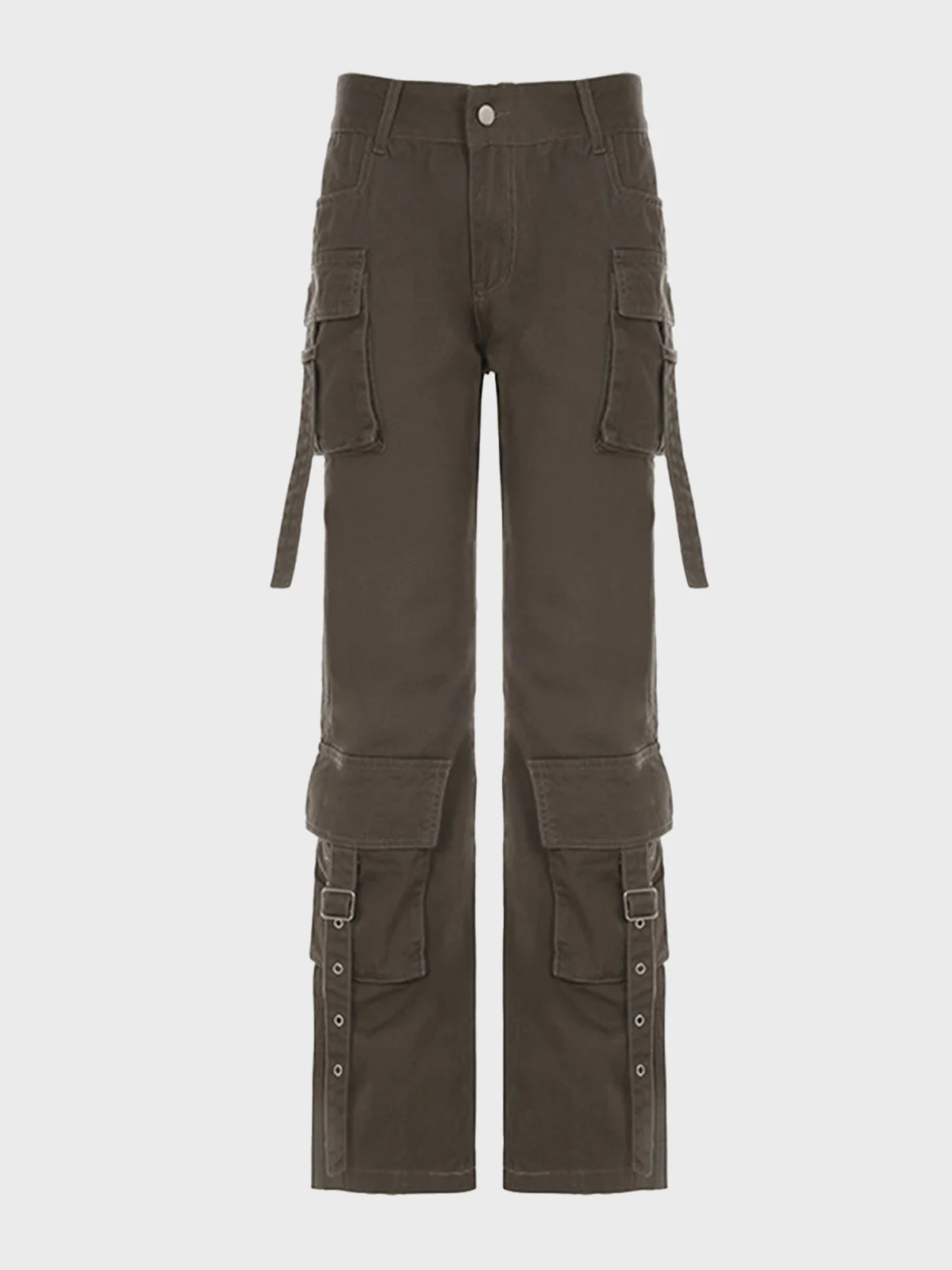 Twill Plain Flare Pants Cargo Pants