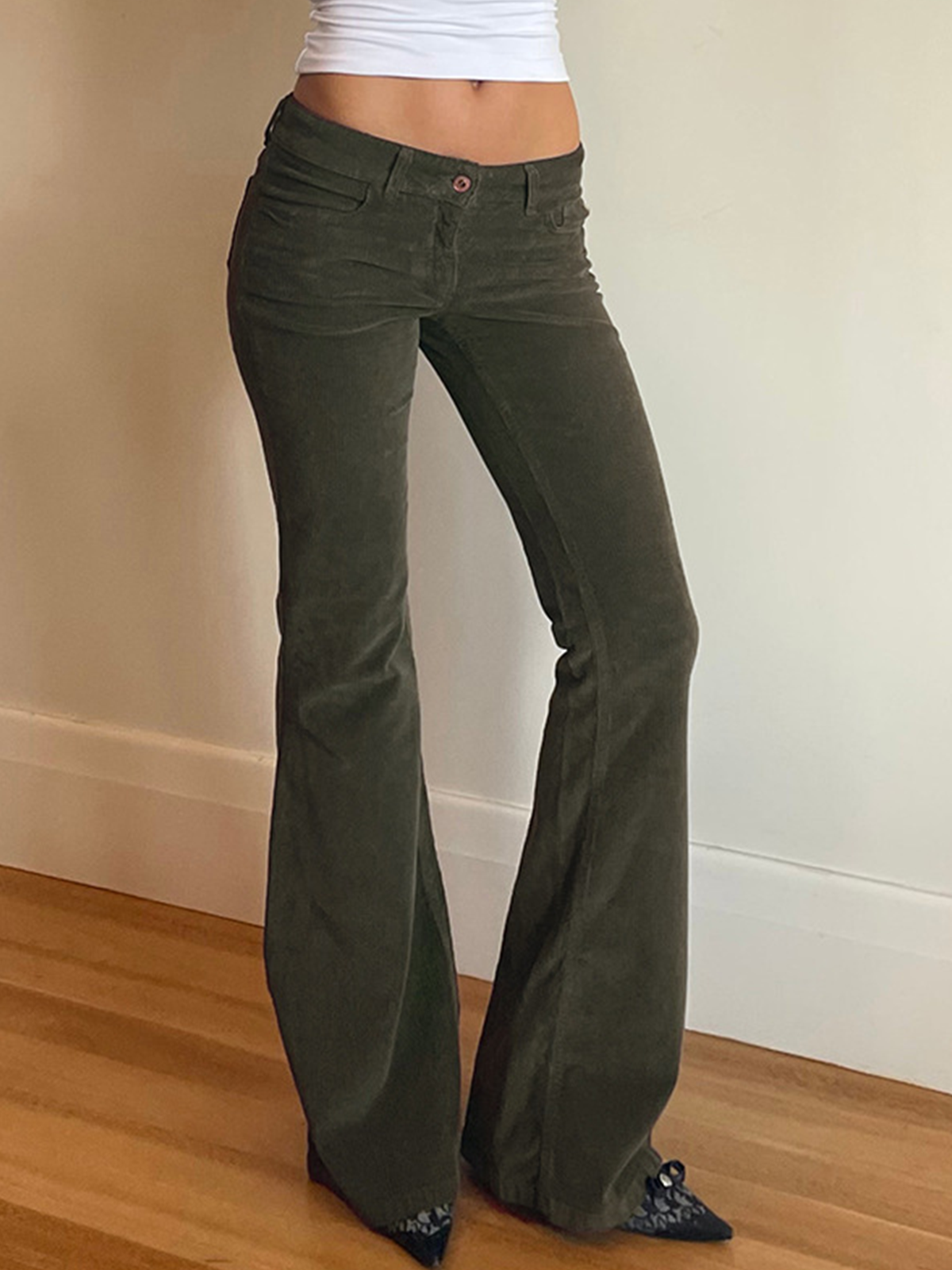 Corduroy Plain Flare Pants Pant