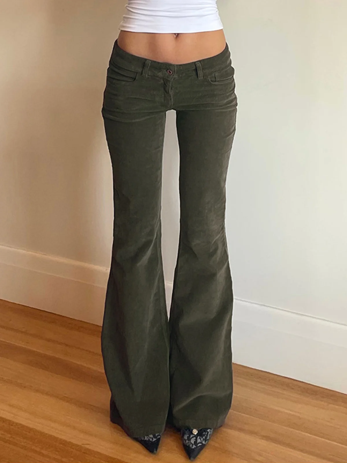 Corduroy Plain Flare Pants Pant