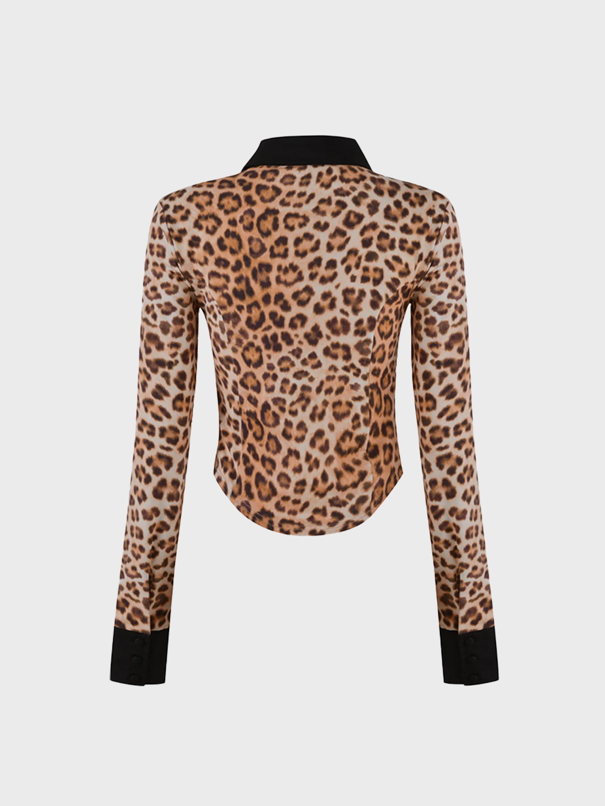 Jersey Shirt Collar Animal Print Long Sleeve Shirt